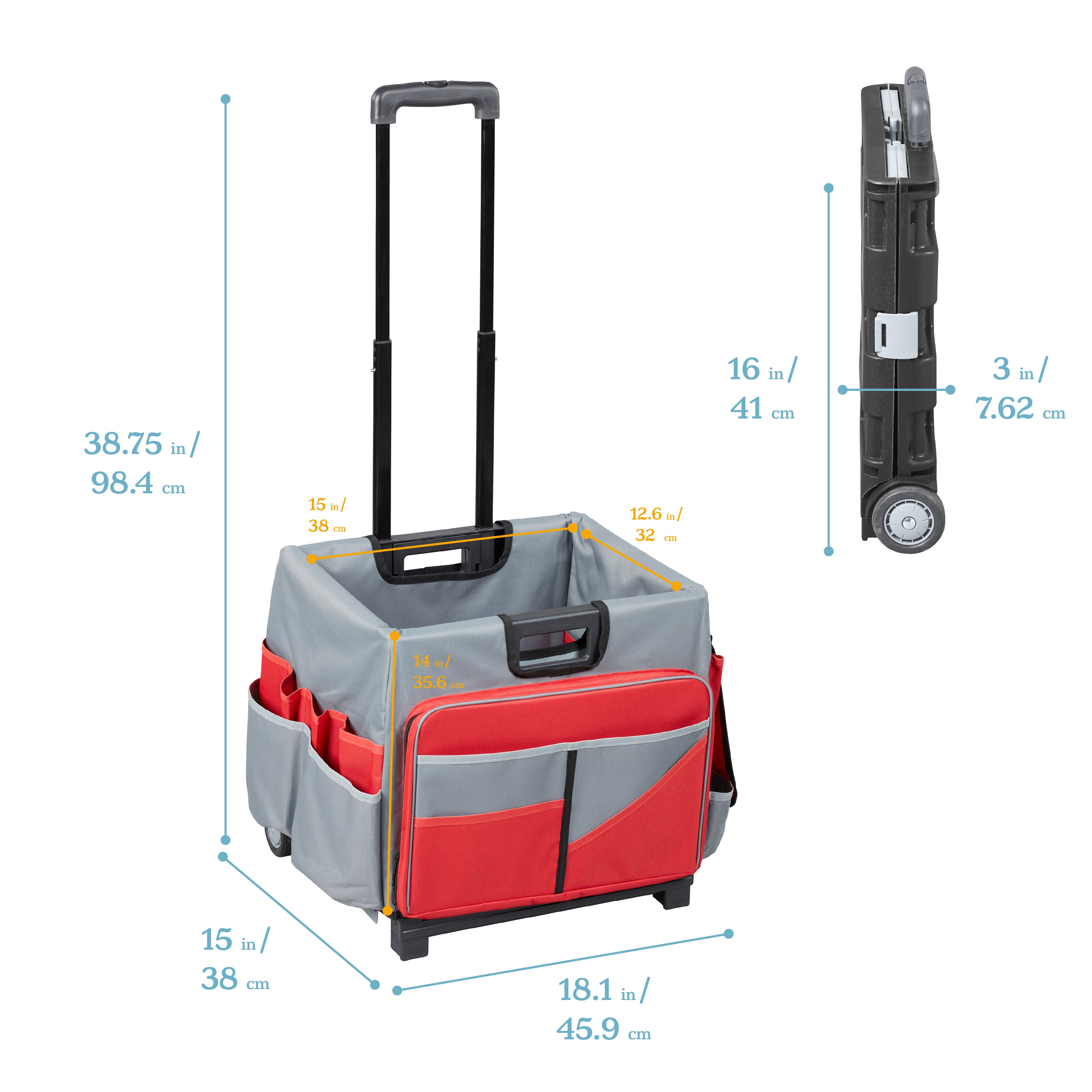 Universal Rolling Cart with Canvas Organizer Bag, Mobile Storage