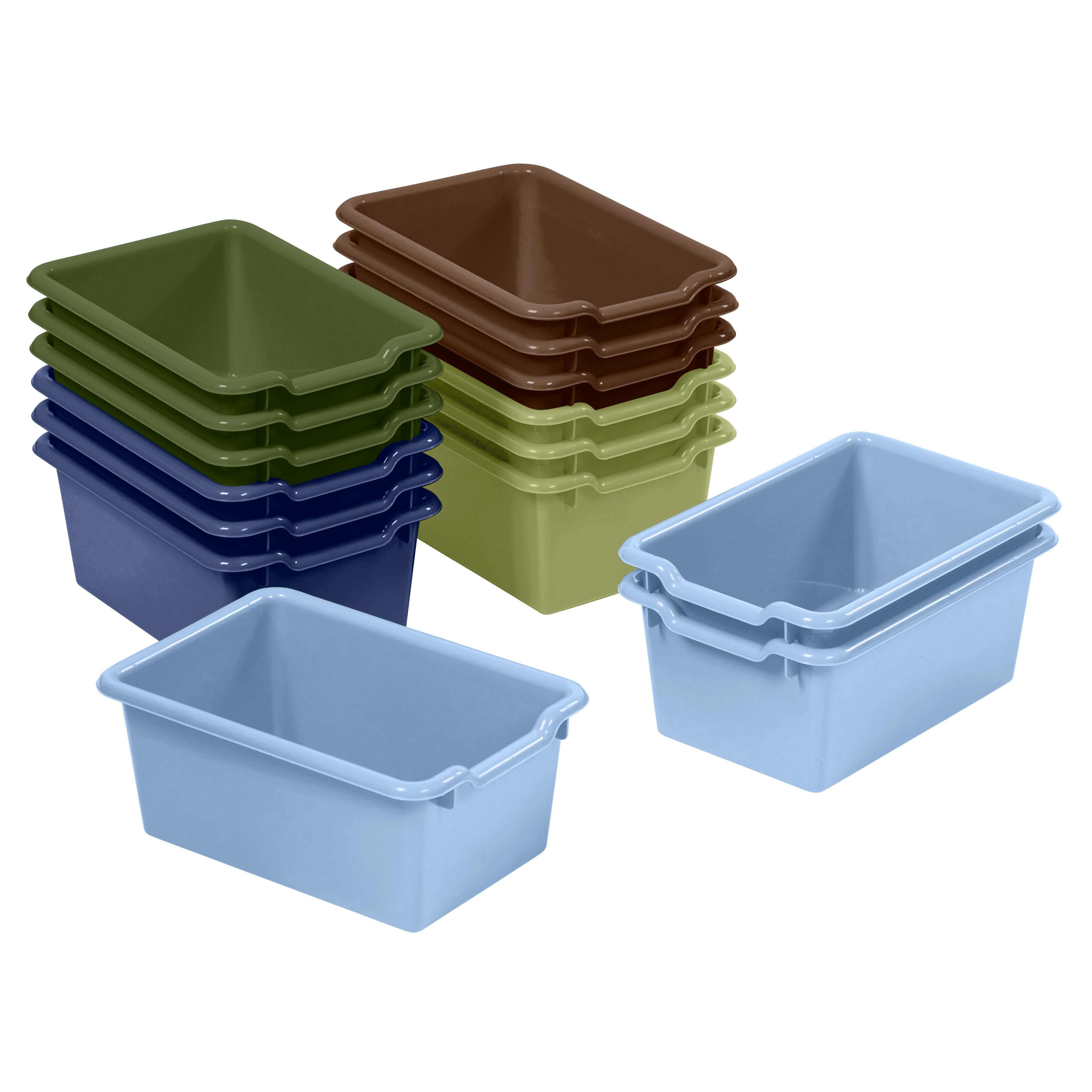 Scoop Front Plastic Storage Bins, 15-Piece