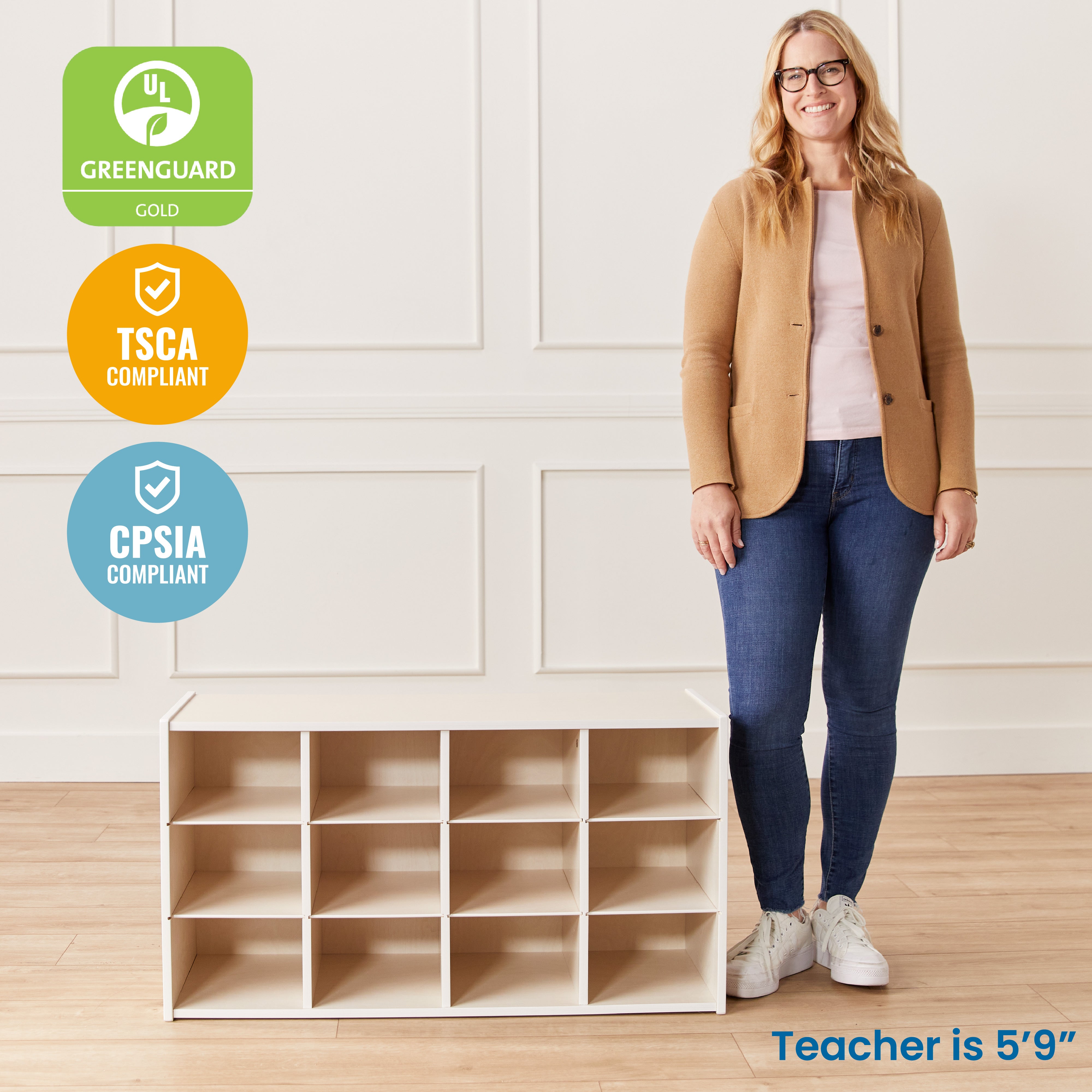 Streamline 12 Cubby Tray Storage Cabinet, 3x4