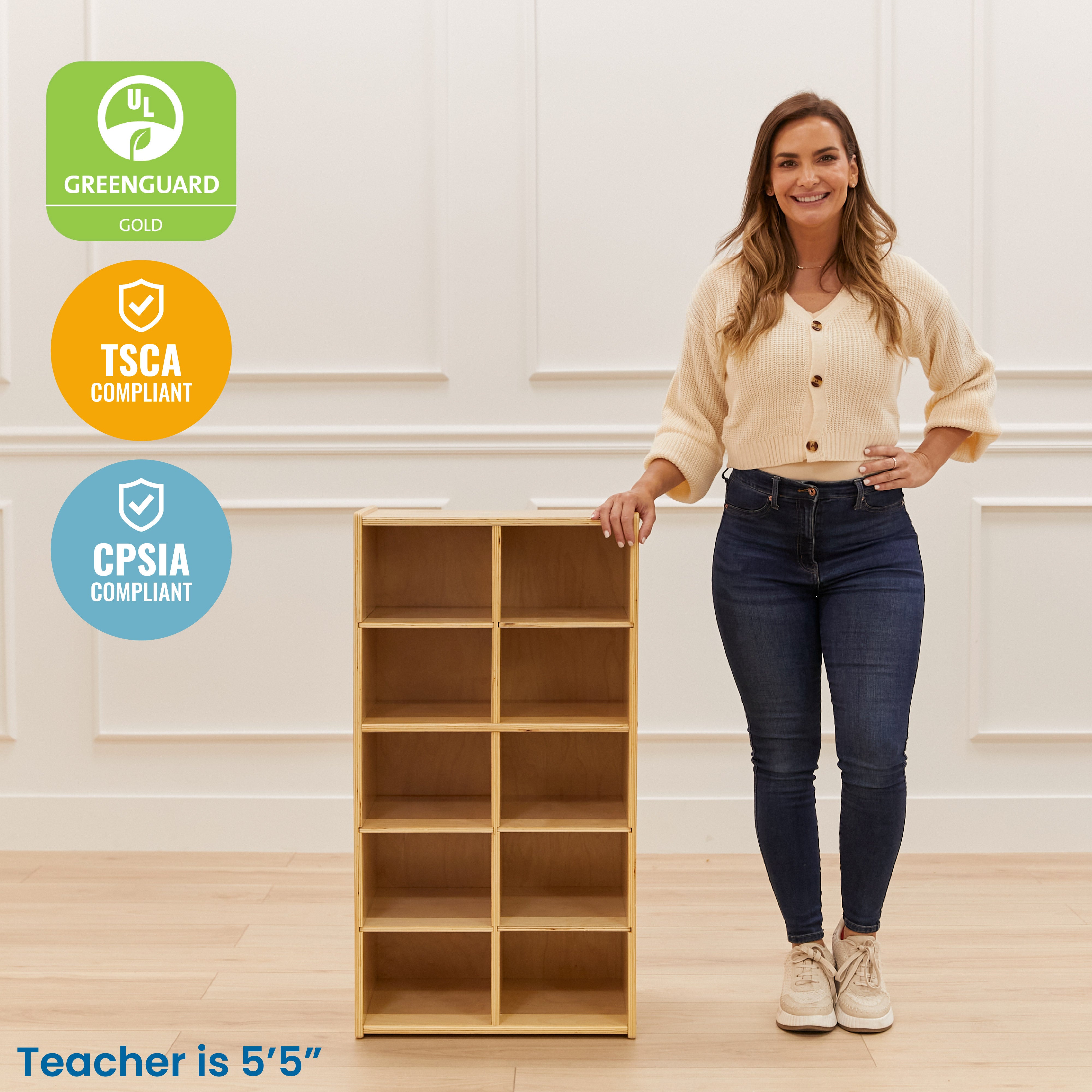 Streamline 10 Cubby Tray Storage Cabinet, 5x2, Classroom Furniture