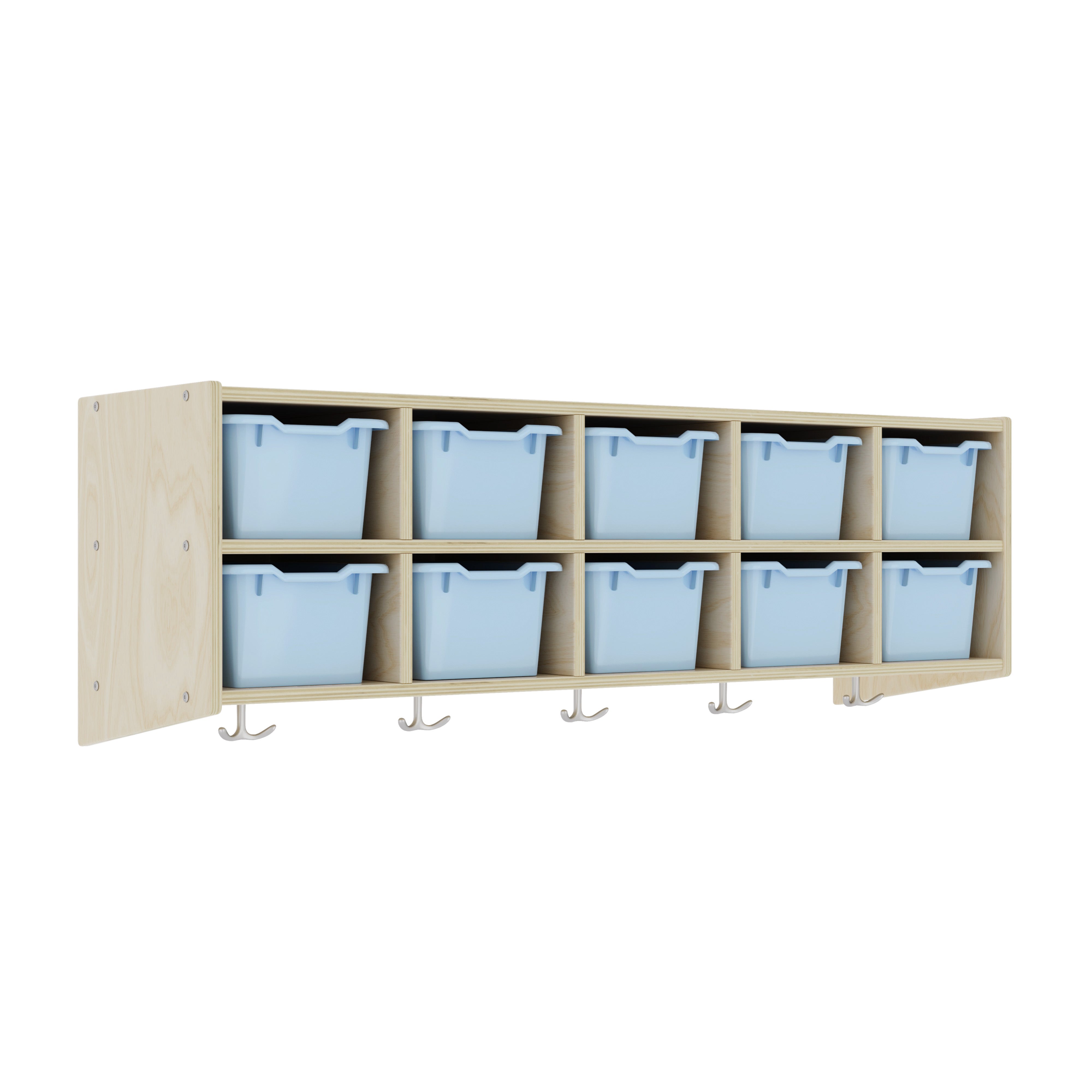 Streamline 10-Section Hanging Coat Locker with 10 Scoop Front Bins