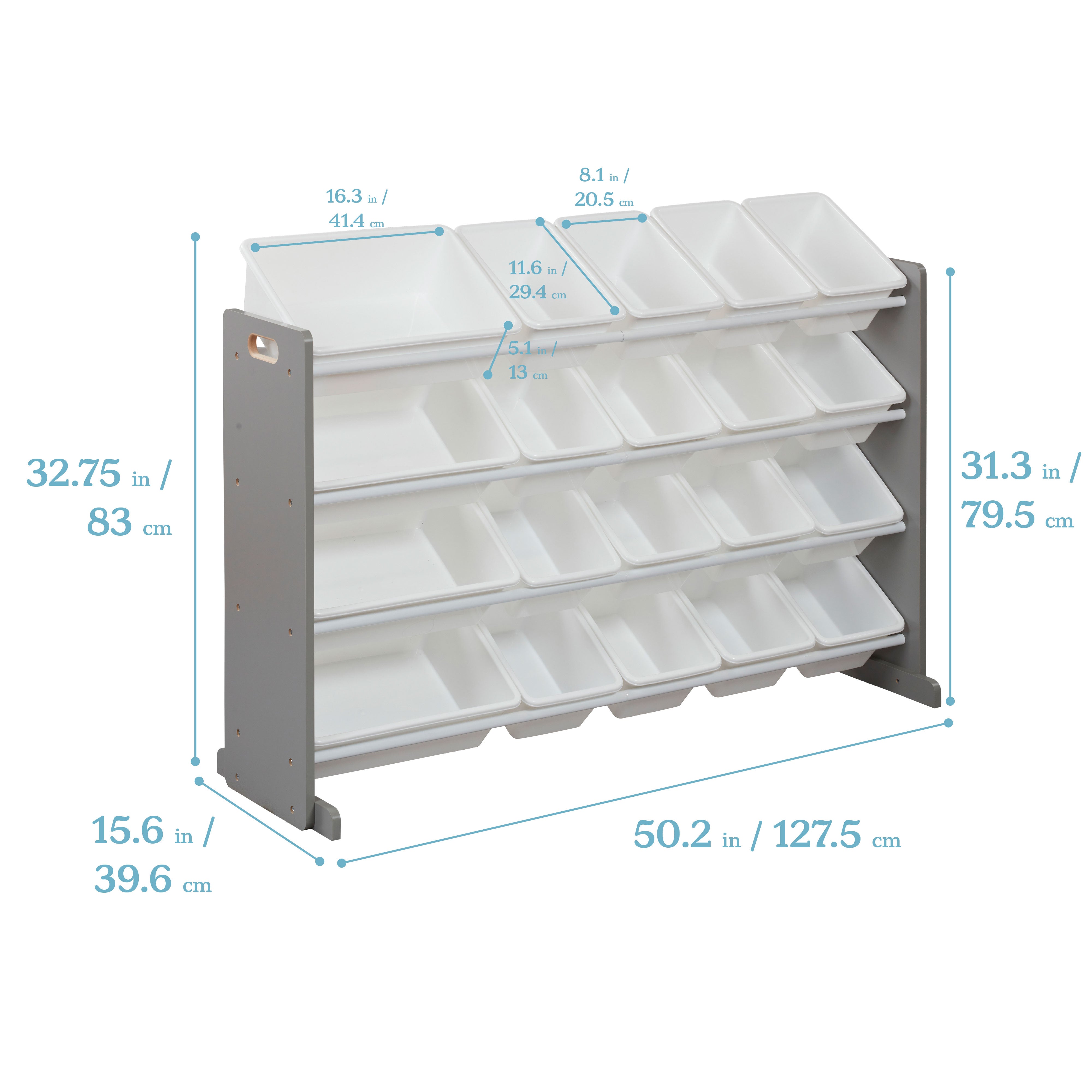 4-Tier Organizer with 20 Removable Plastic Bins, 4x5