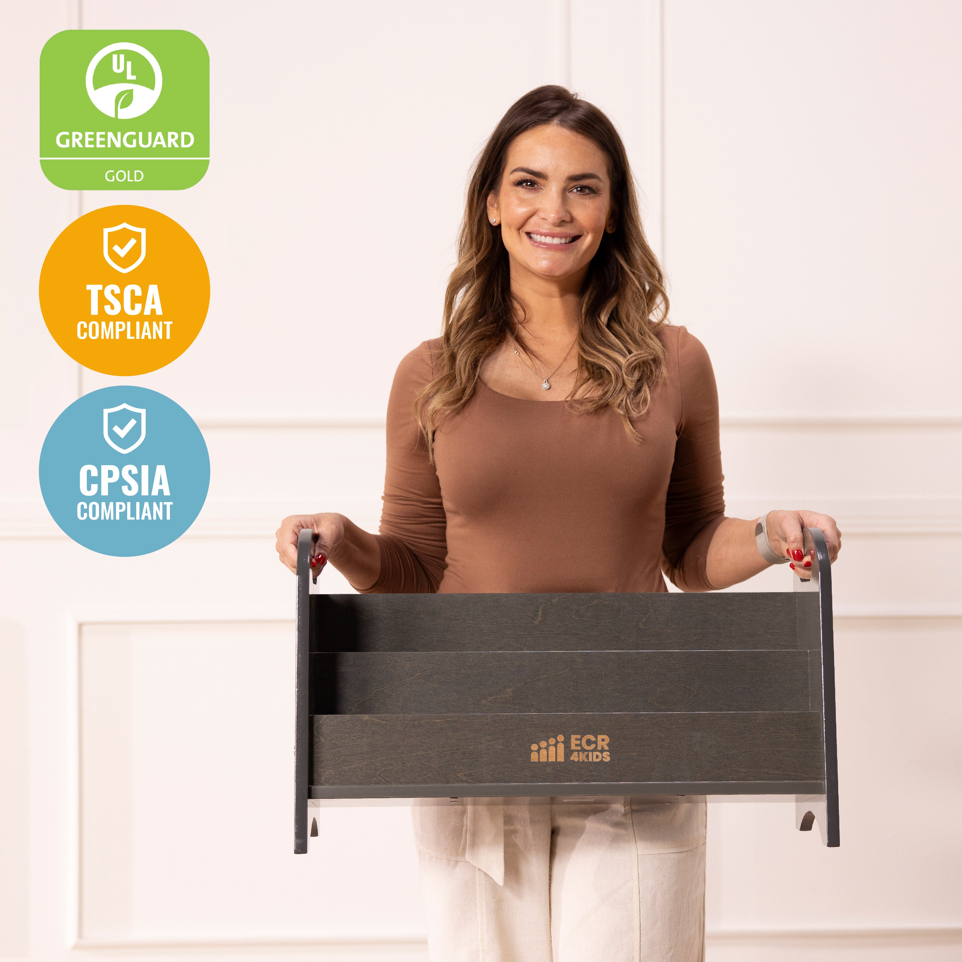 2-Shelf Tabletop Book Display with Handles