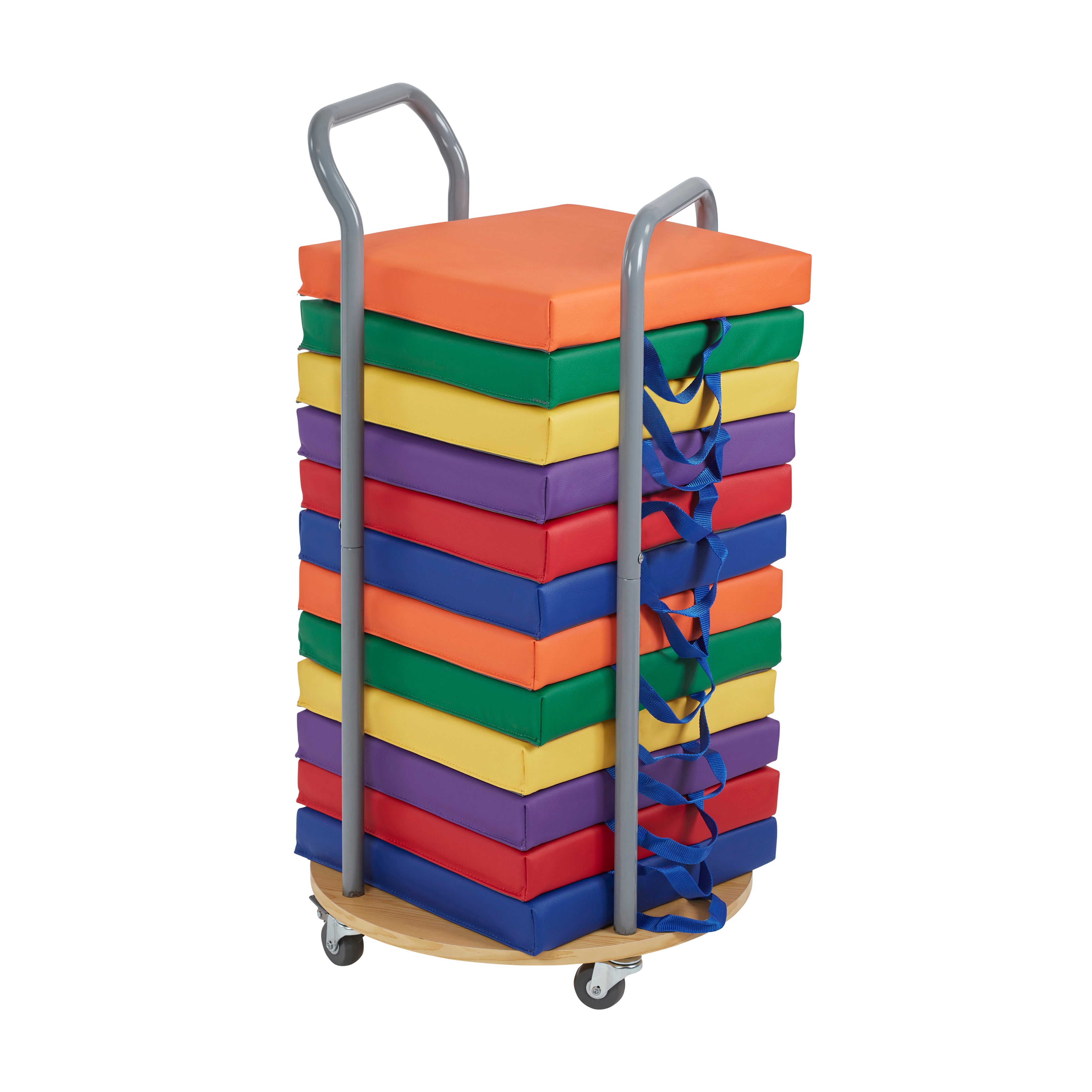 Square Floor Cushions and Mobile Cushion Cart, 12-Piece