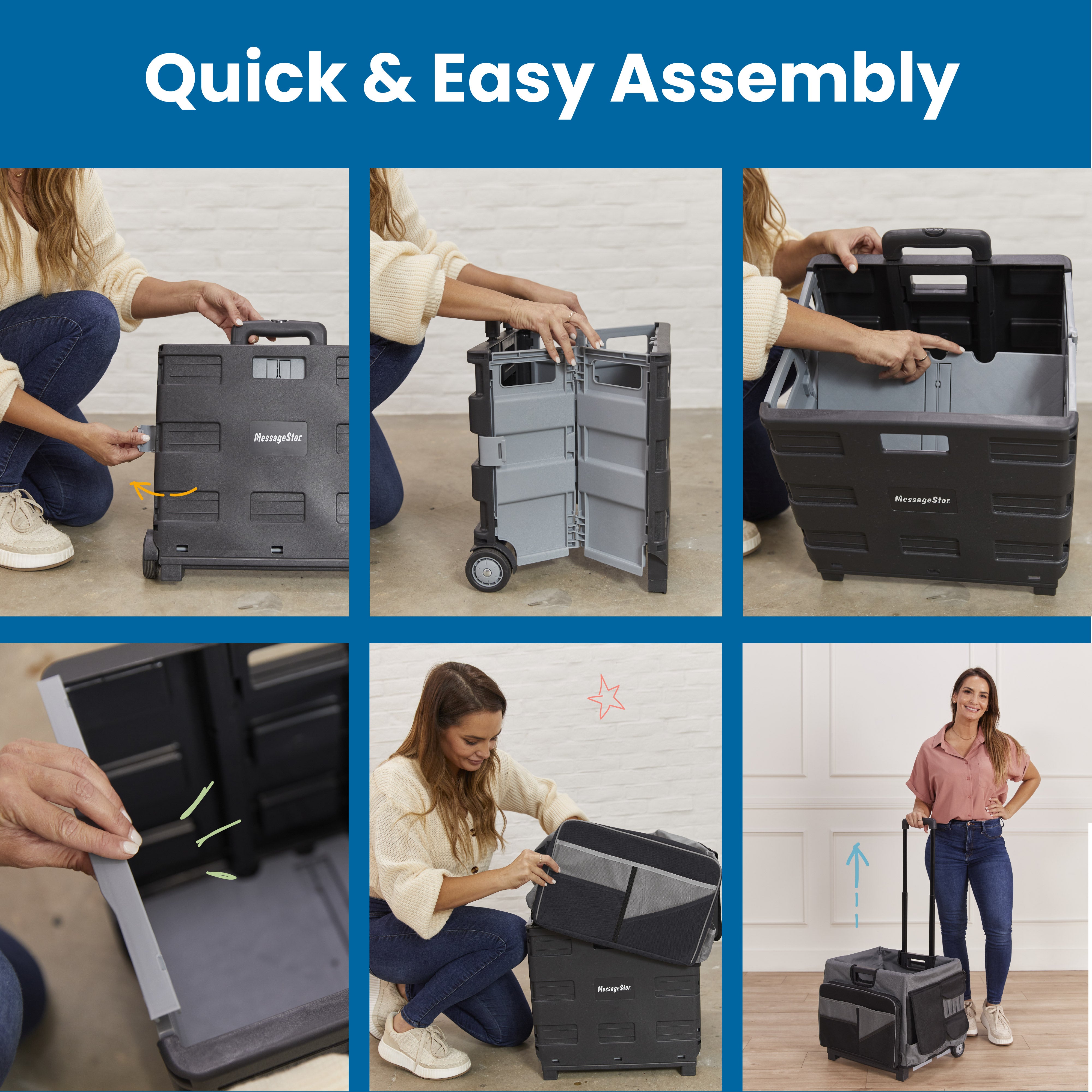 Universal Rolling Cart with Canvas Organizer Bag