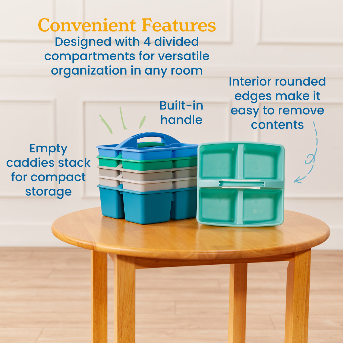 4-Compartment Medium Plastic Caddy, 6-Pack