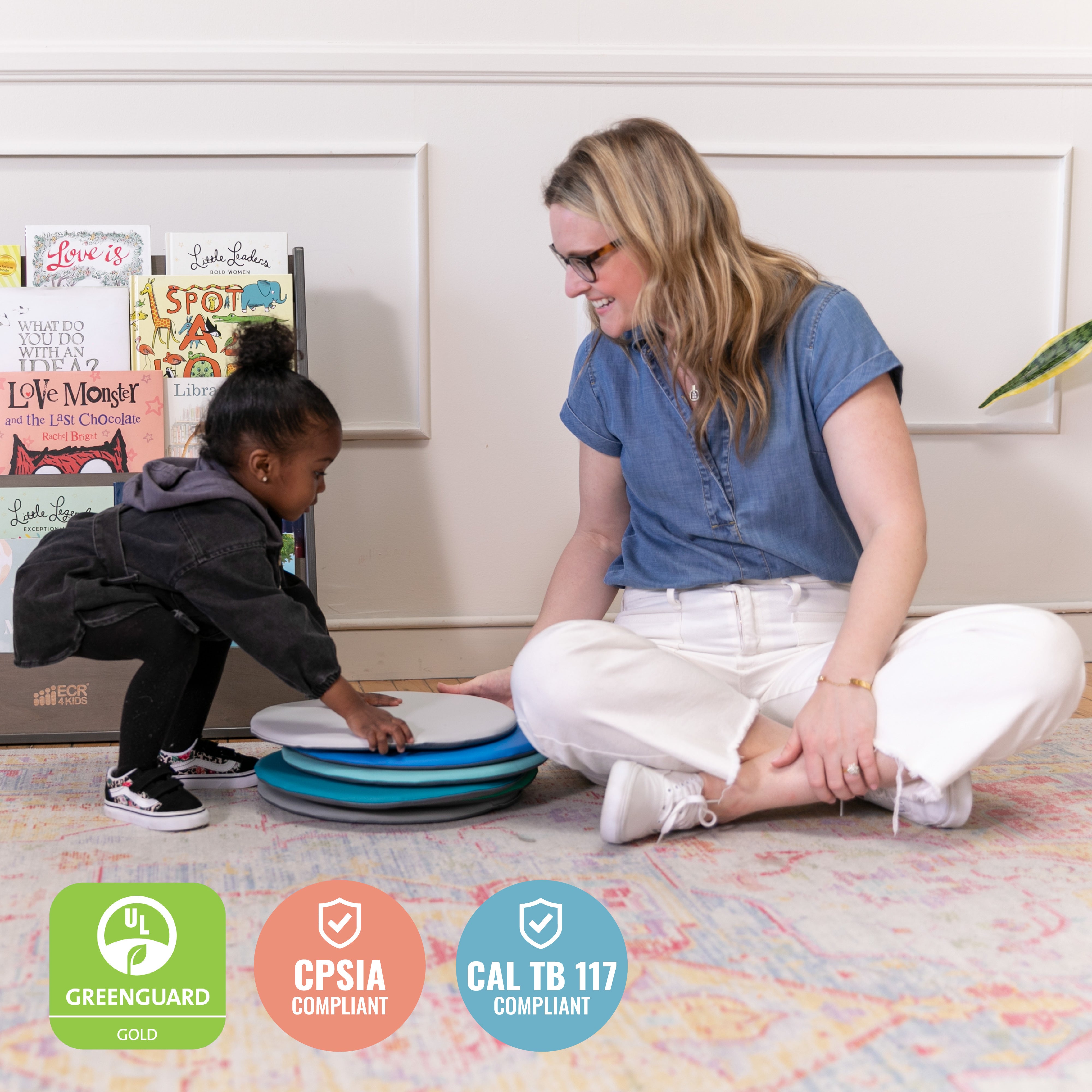 Colorful Floor Pads, Round, 6-Piece