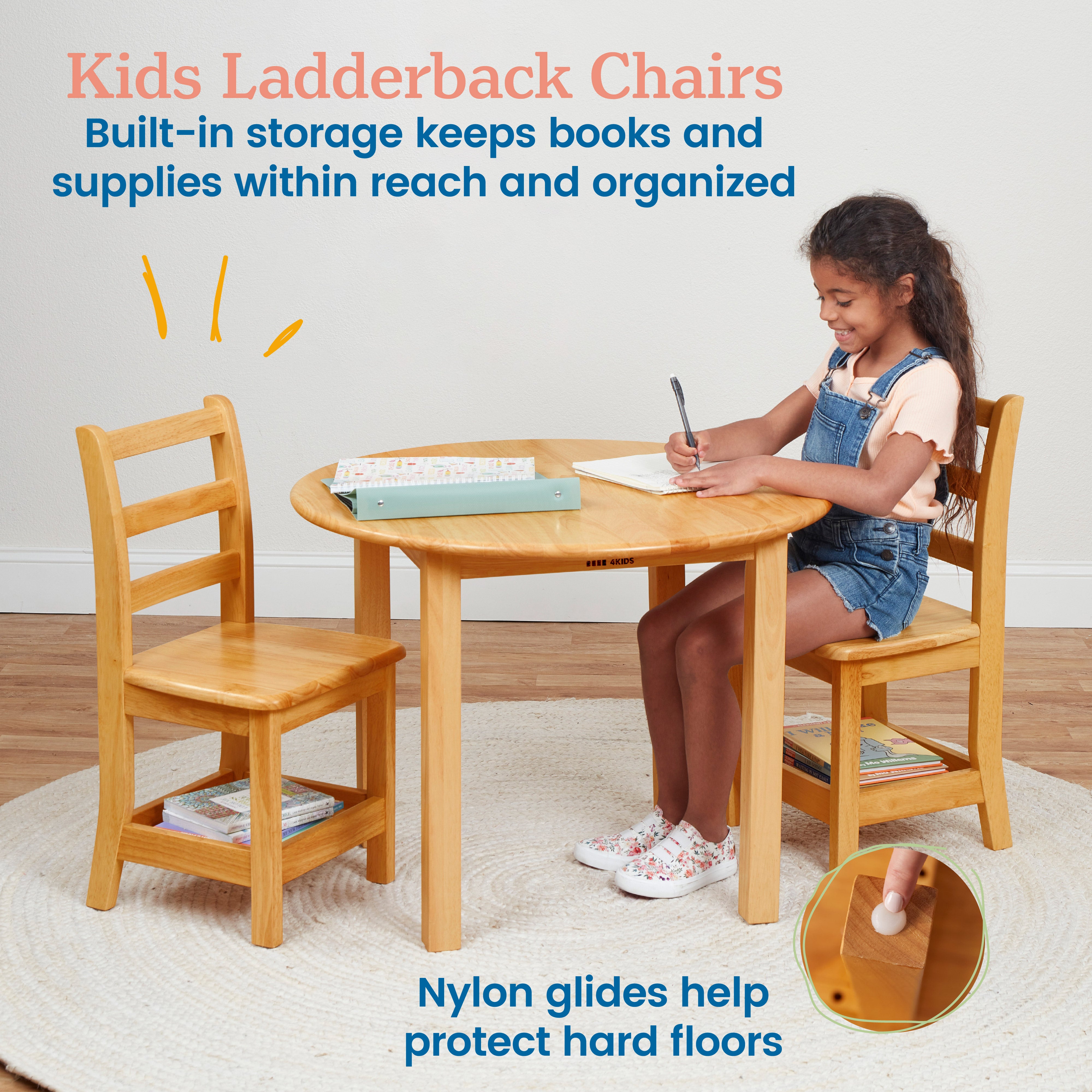 Three-Rung Ladderback Chair with Storage, 2-Pack