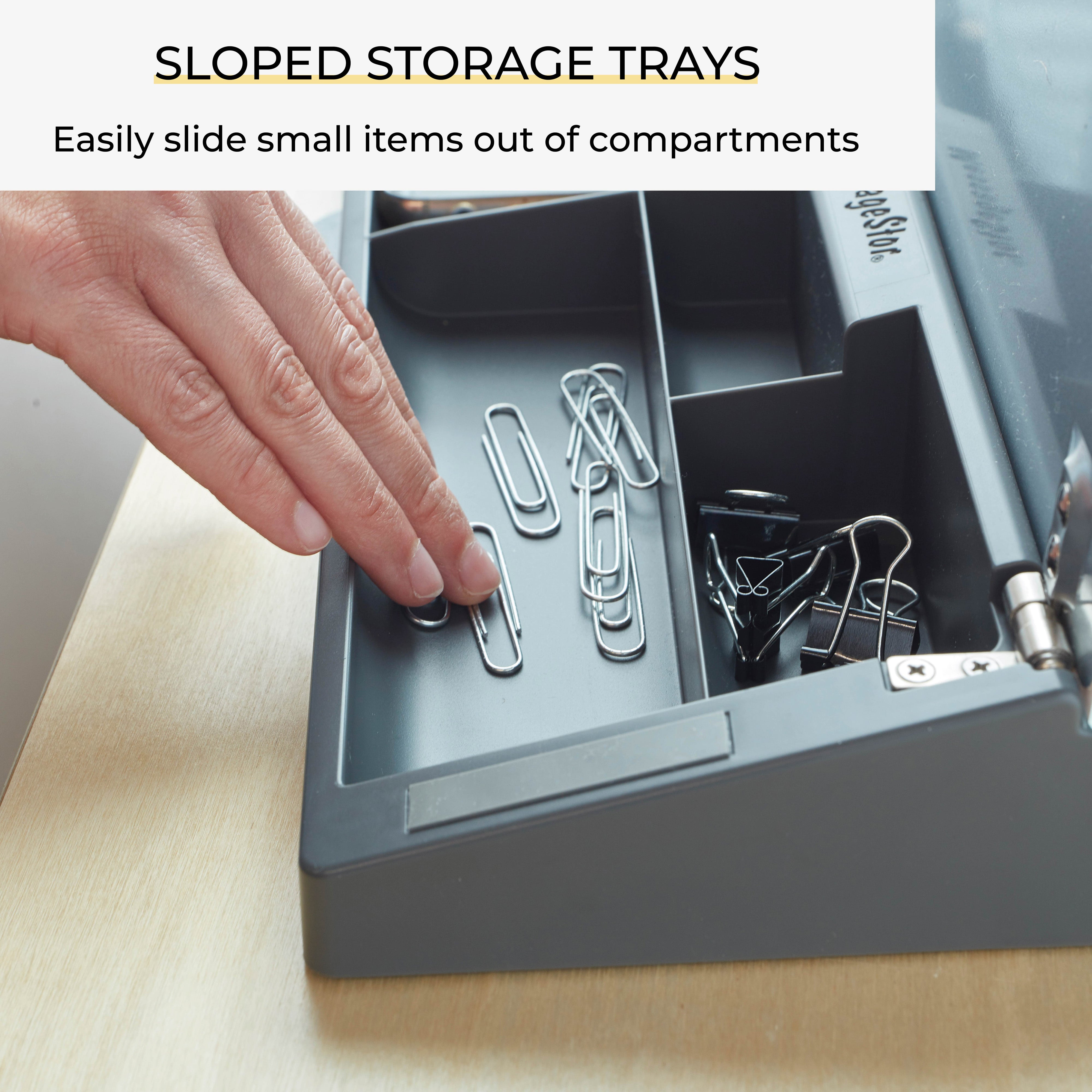 Dry-Erase Glass Board Memo Station, Desk Organizer, Grey