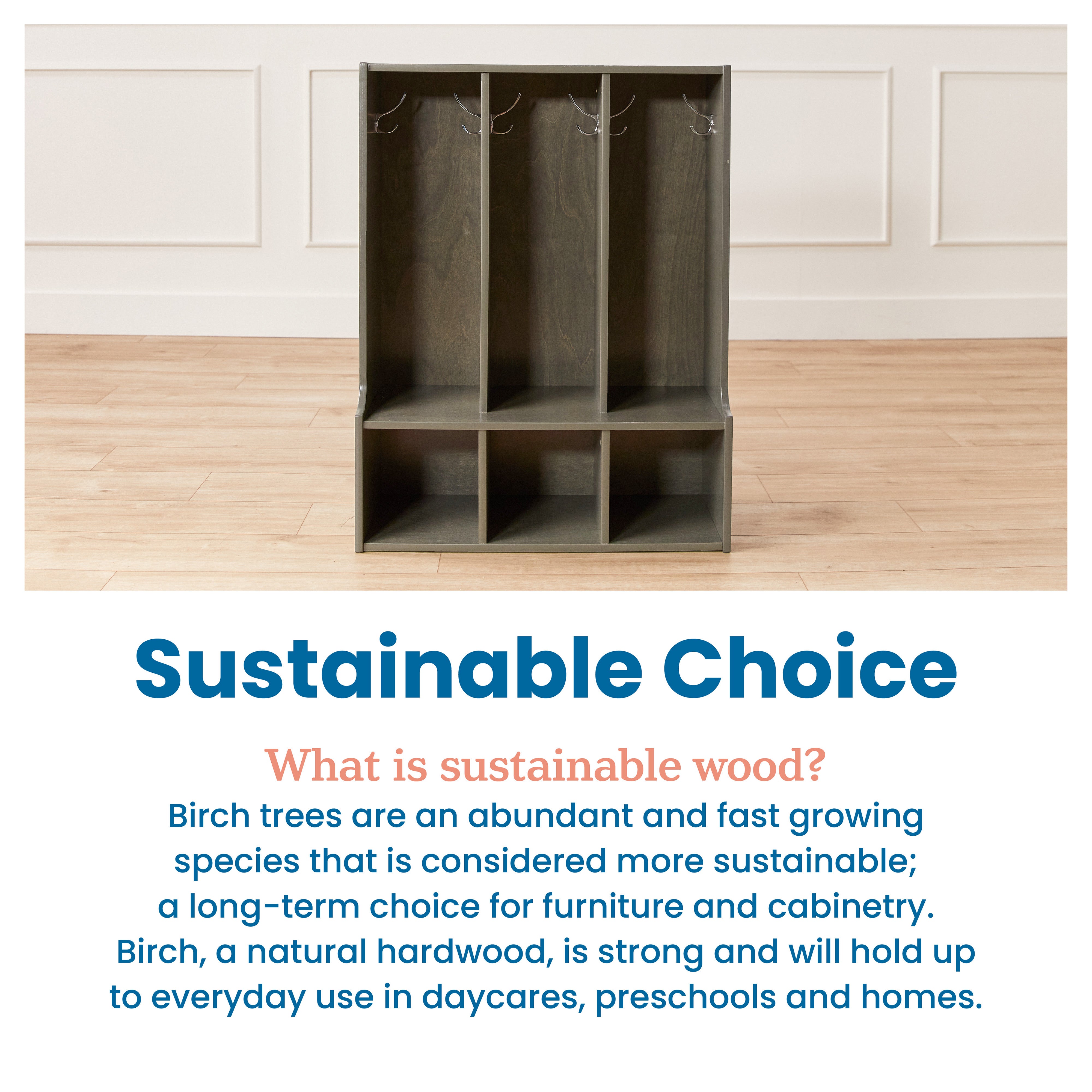 Streamline 3-Section Toddler Coat Locker with Bench