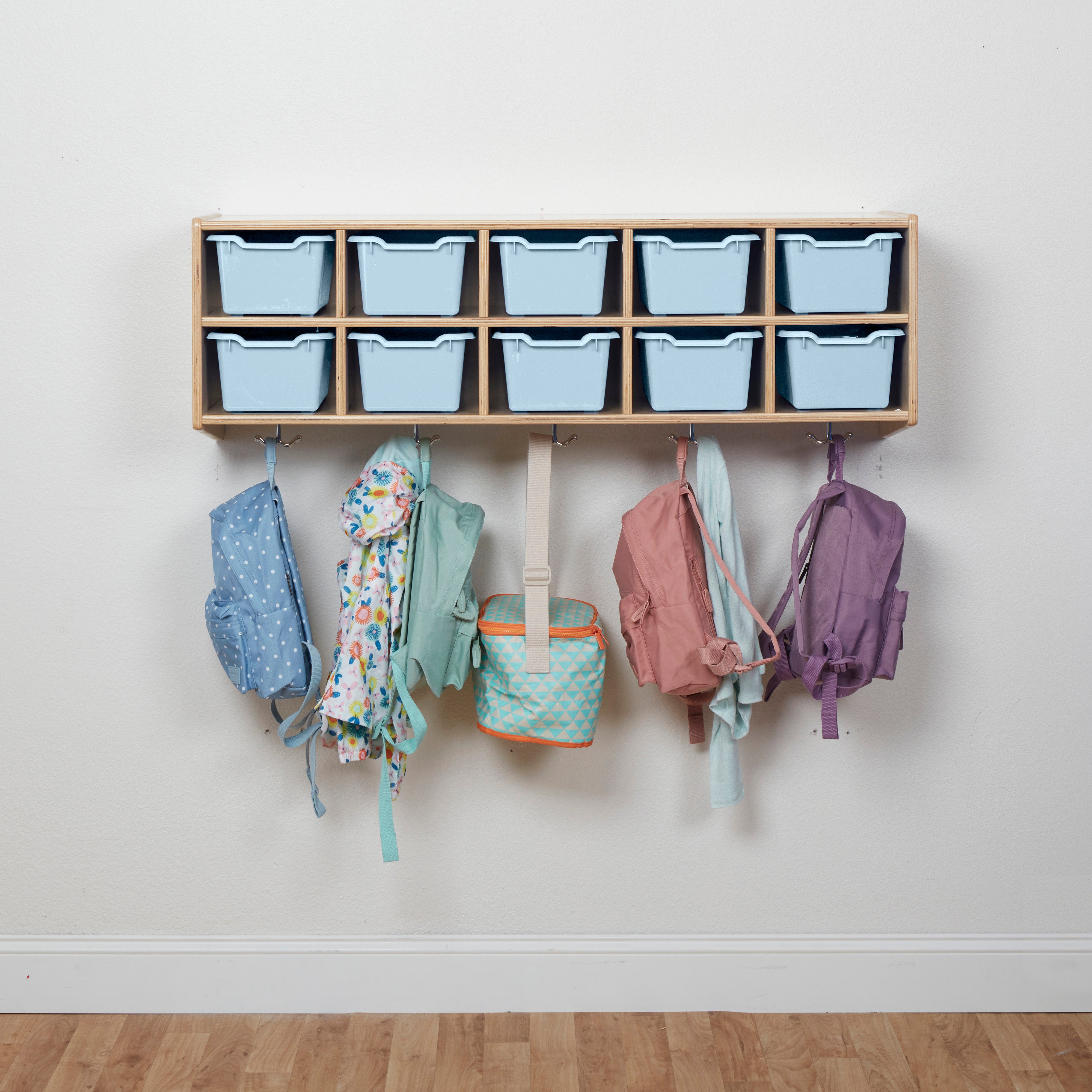 Streamline 10-Section Hanging Coat Locker with Scoop Front Storage Bins
