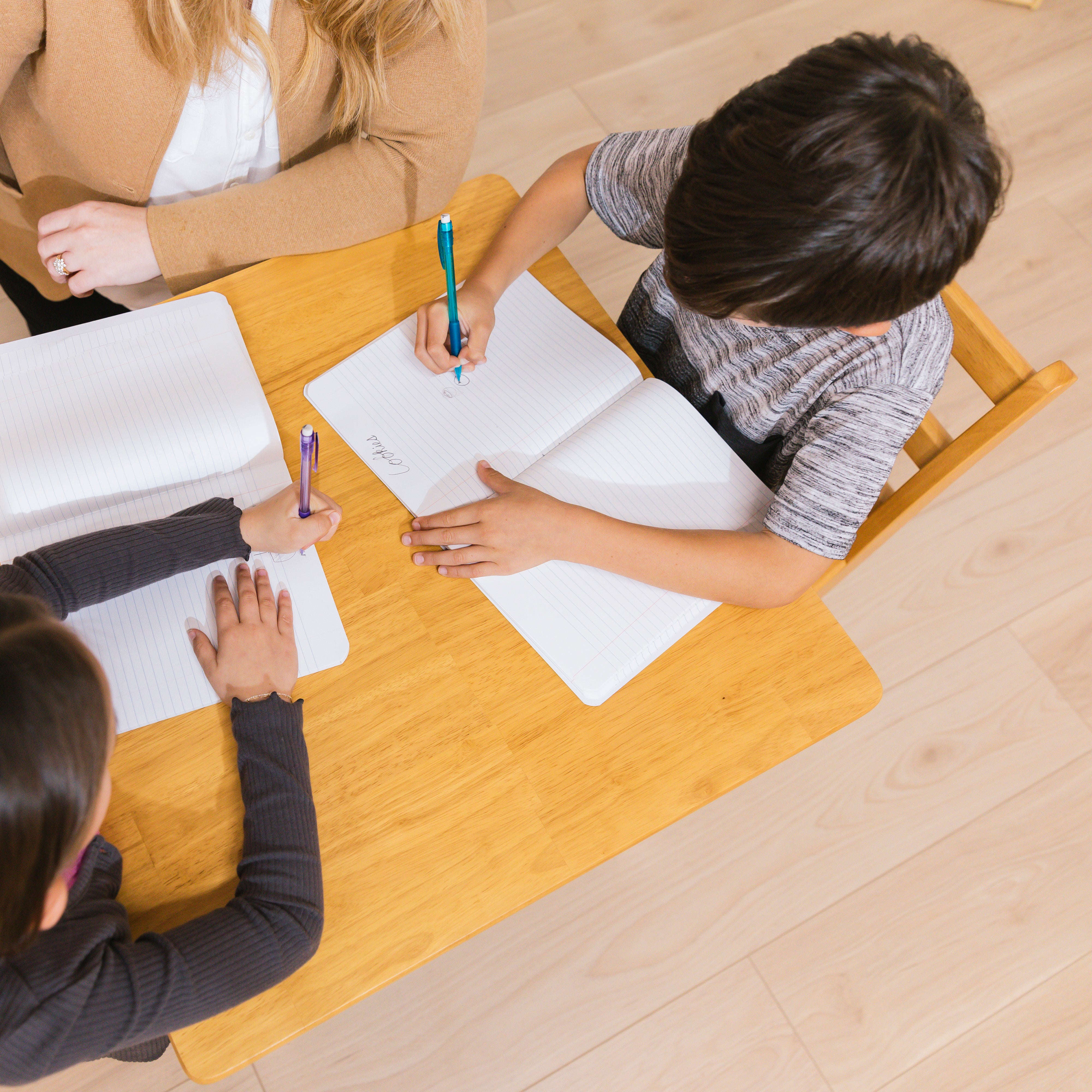 24in x 24in Square Hardwood Table with 24in Legs and Two 14in Chairs, 3-Piece