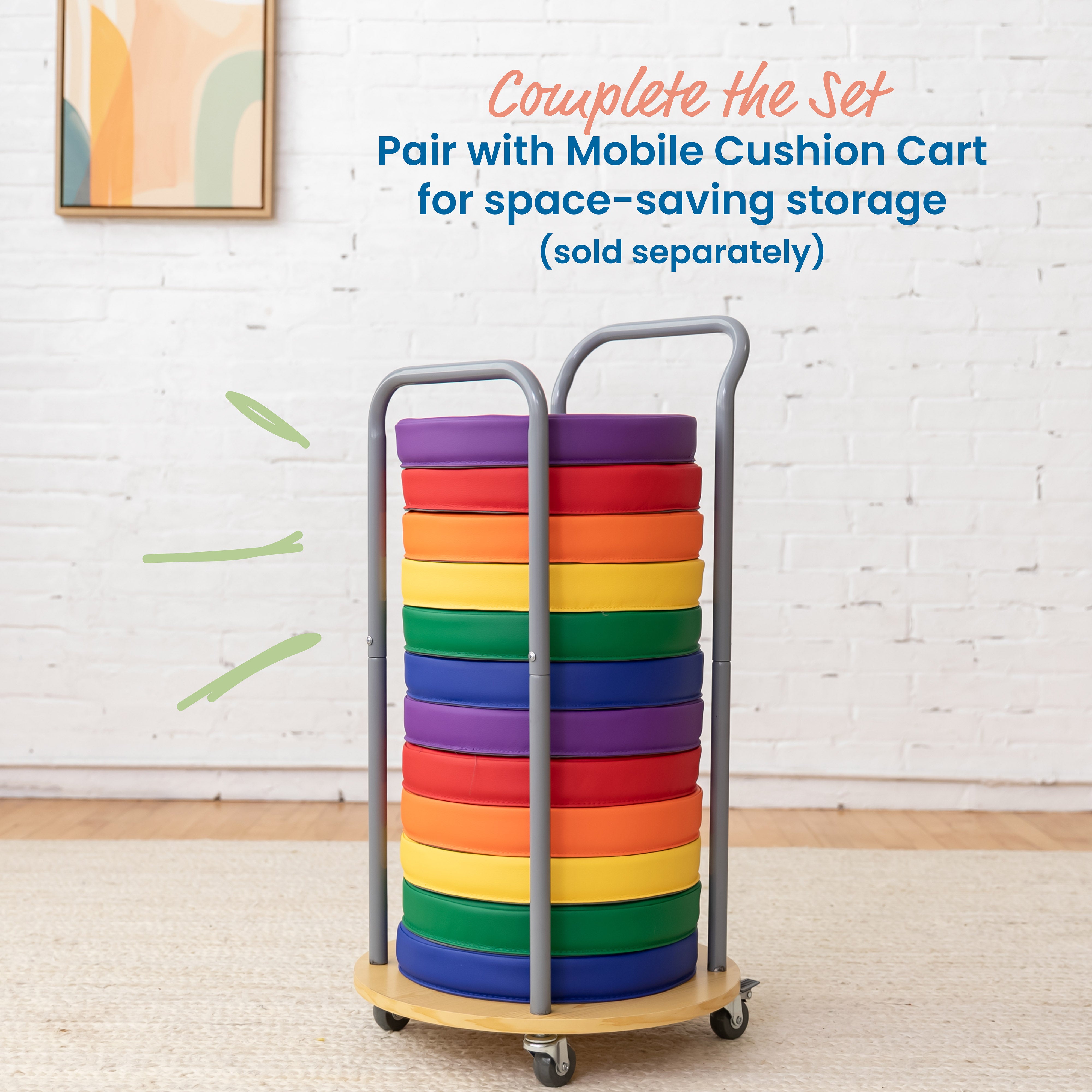 Floor Cushions, Round, 6-Piece