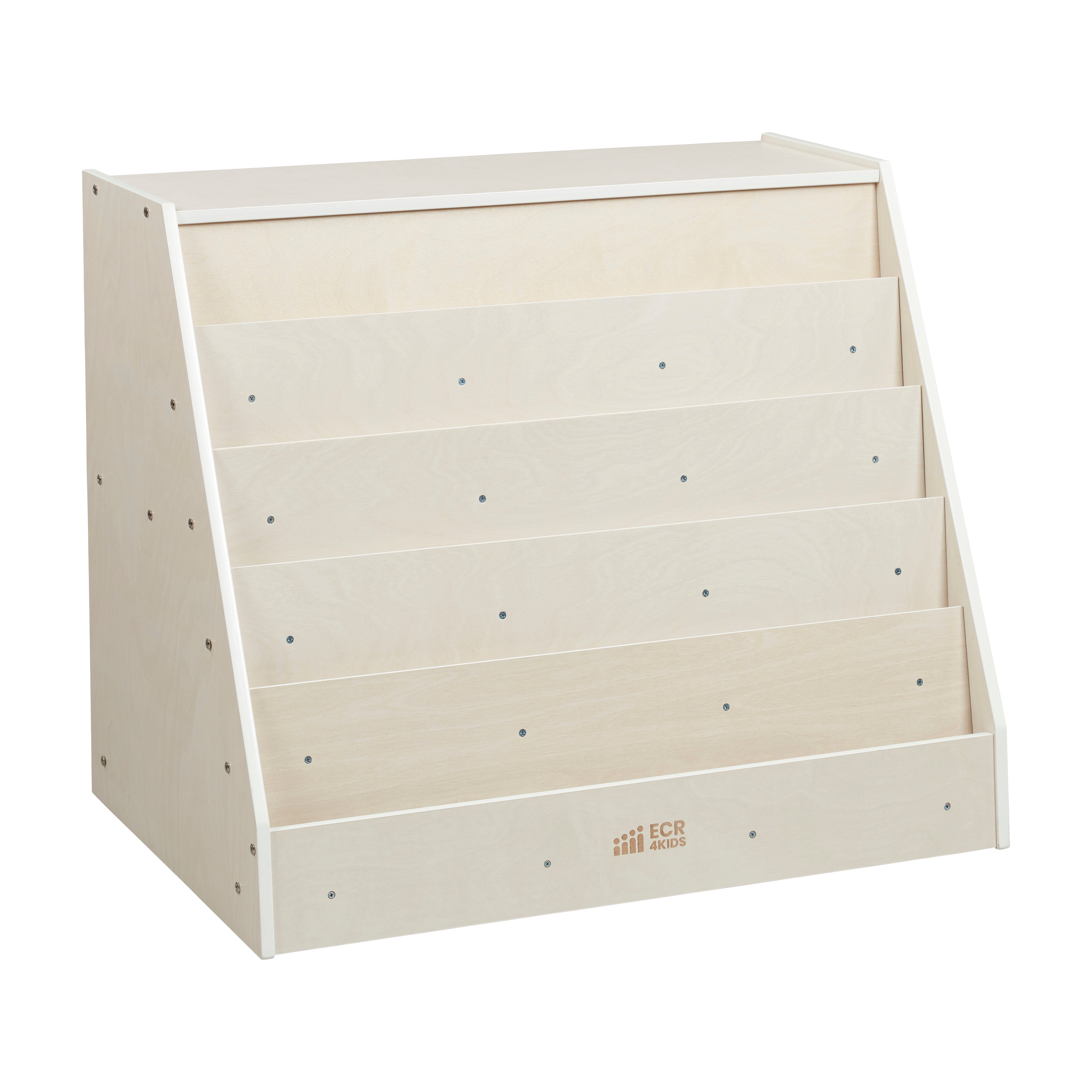 Double-Sided Mobile Book Display with Storage Shelves