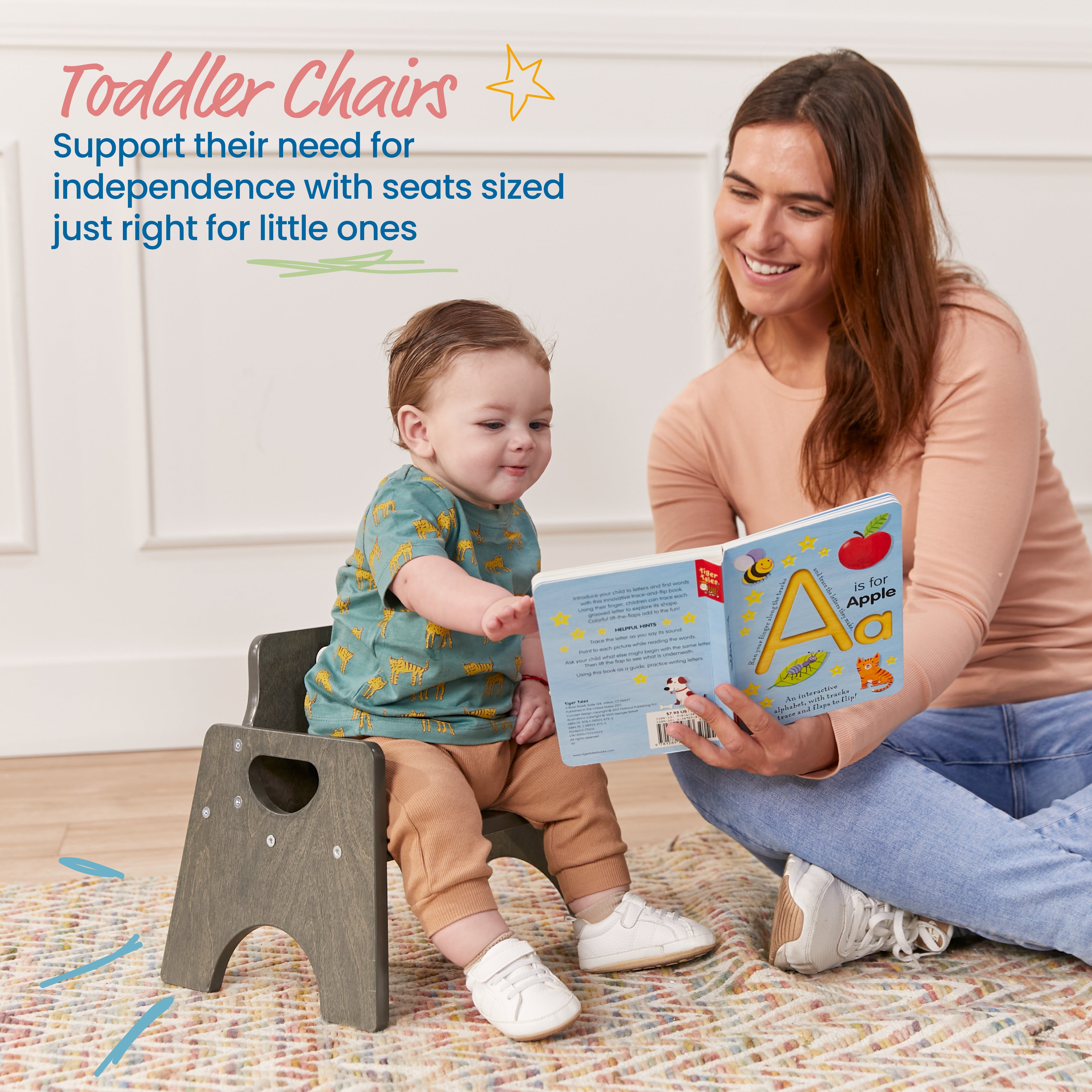Stackable Wooden Toddler Chair, 6in, 2-Pack