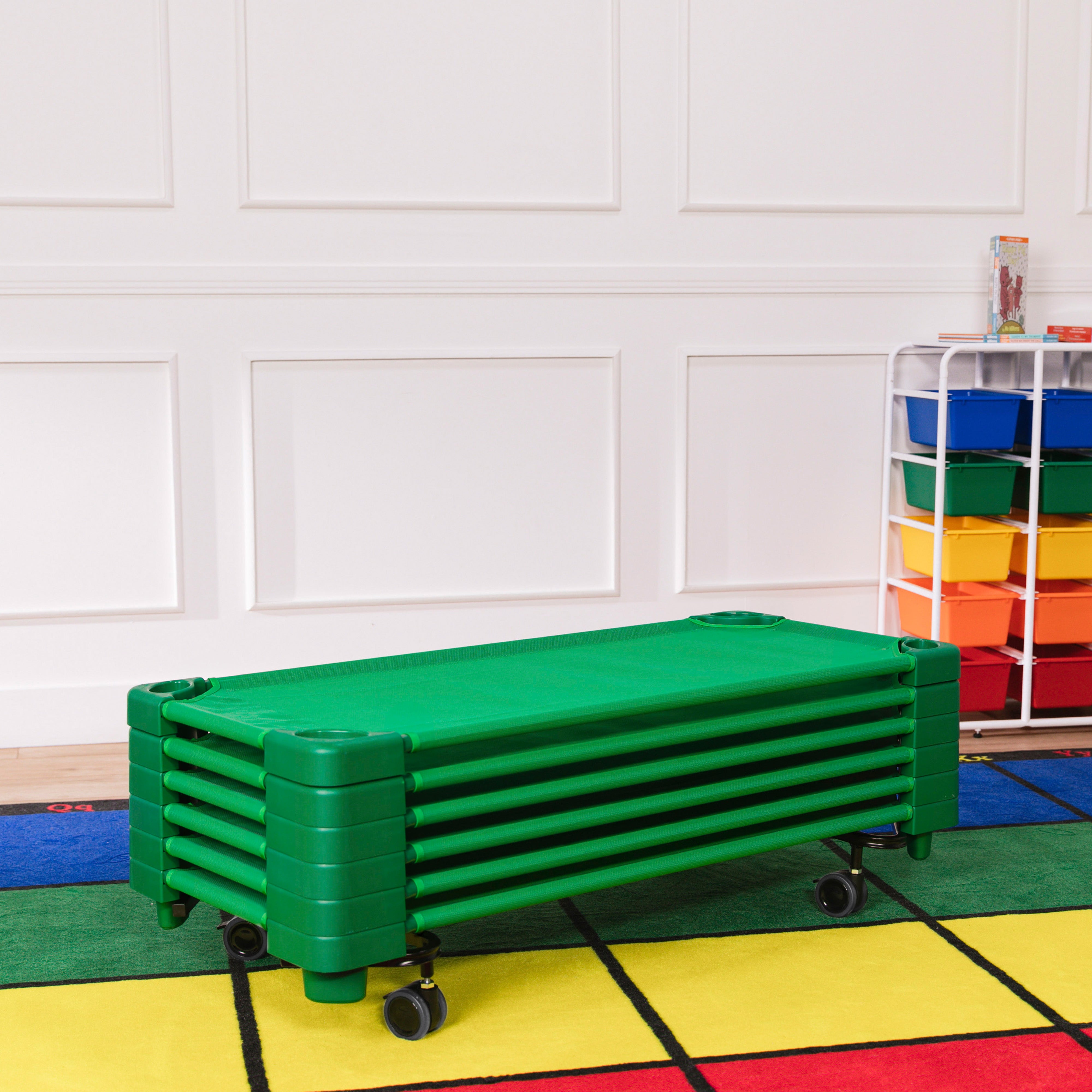 Stackable Kiddie Cots with Trolley, RTA, Standard, 6-Pack