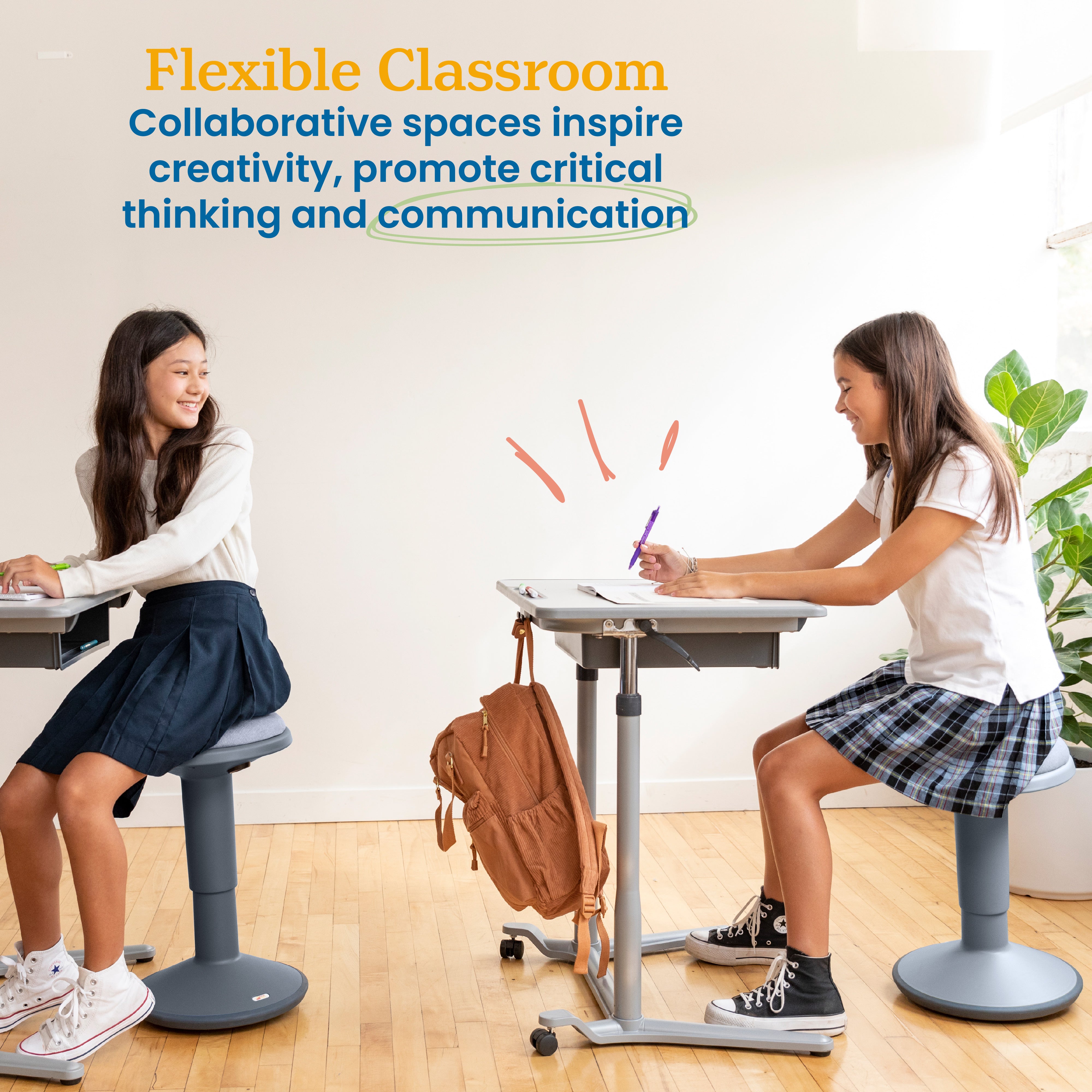 Sitwell Wobble Stool with Cushion, Adjustable Height