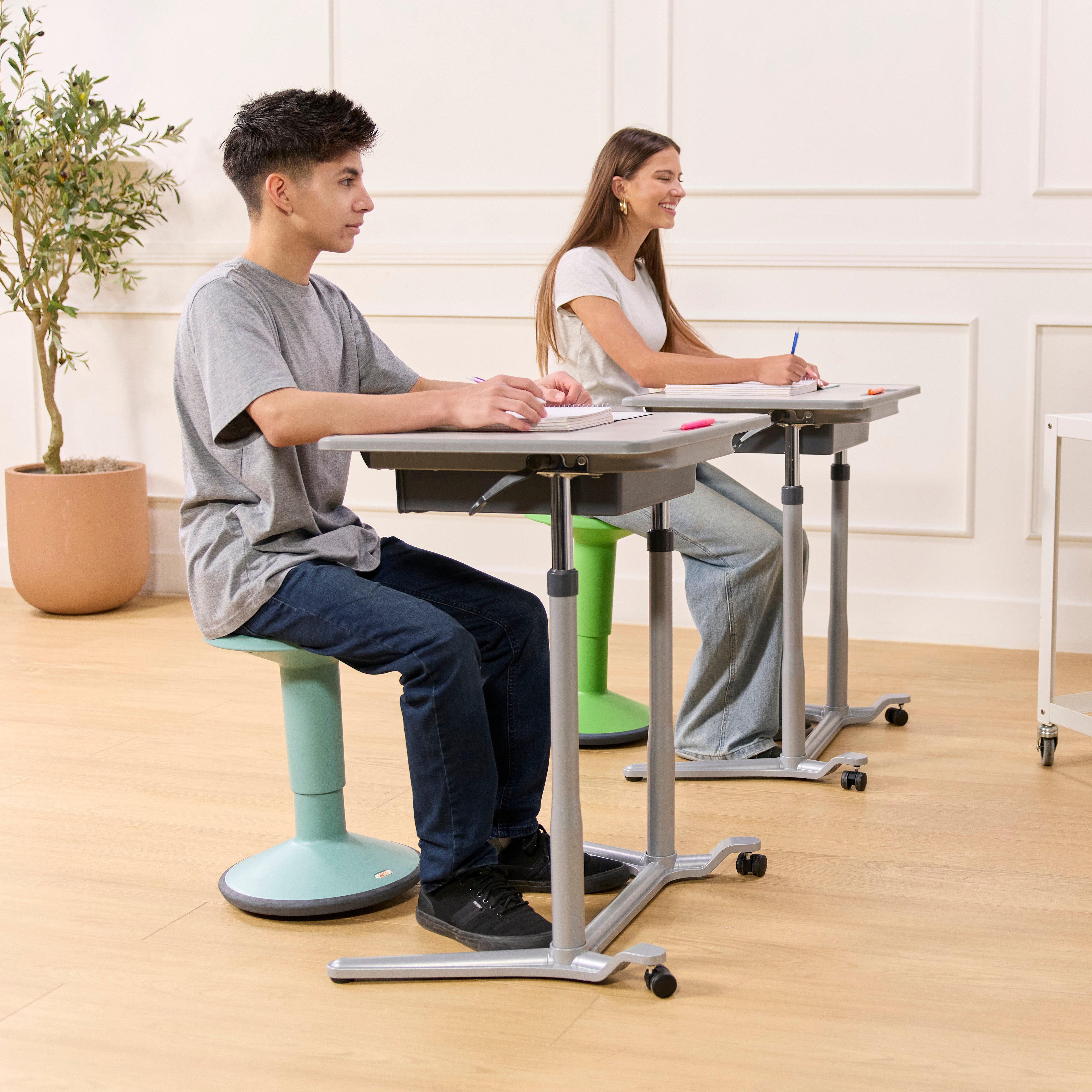 3S Mobile Open Front Desk, Sit Stand and Store, Adjustable