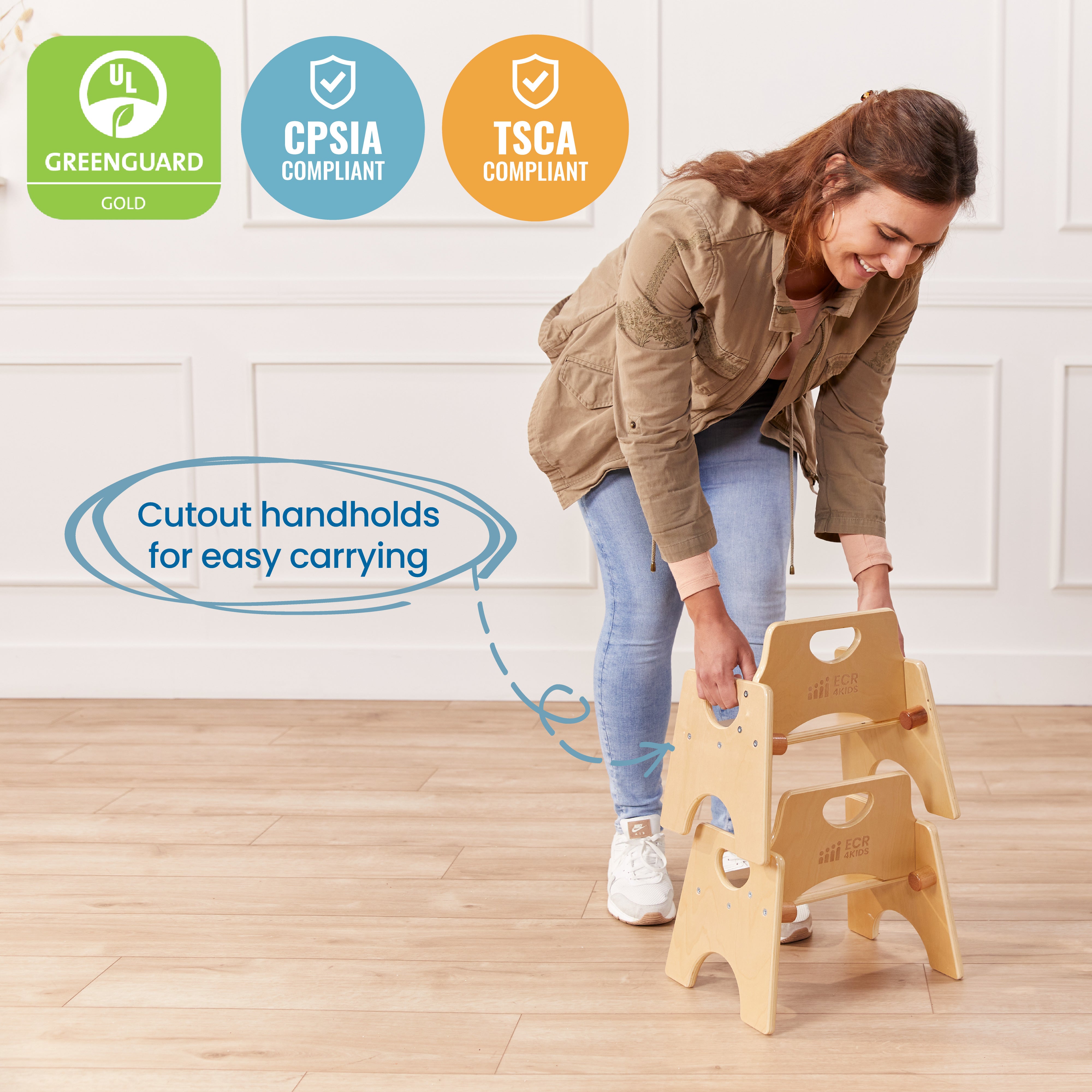 Stackable Wooden Toddler Chair, 6in, 2-Pack