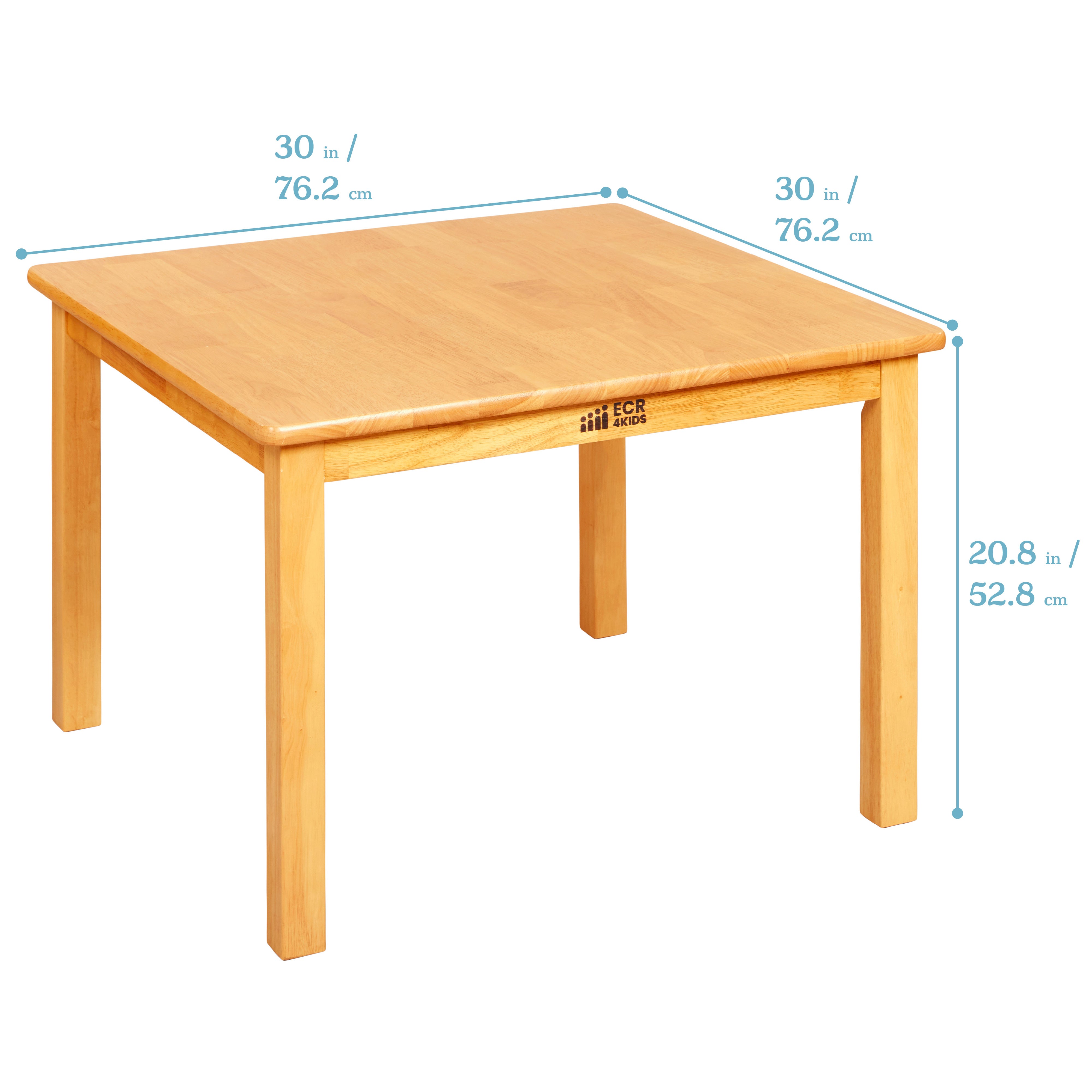 30in x 30in Square Hardwood Table with 20in Legs and Two 10in Chairs