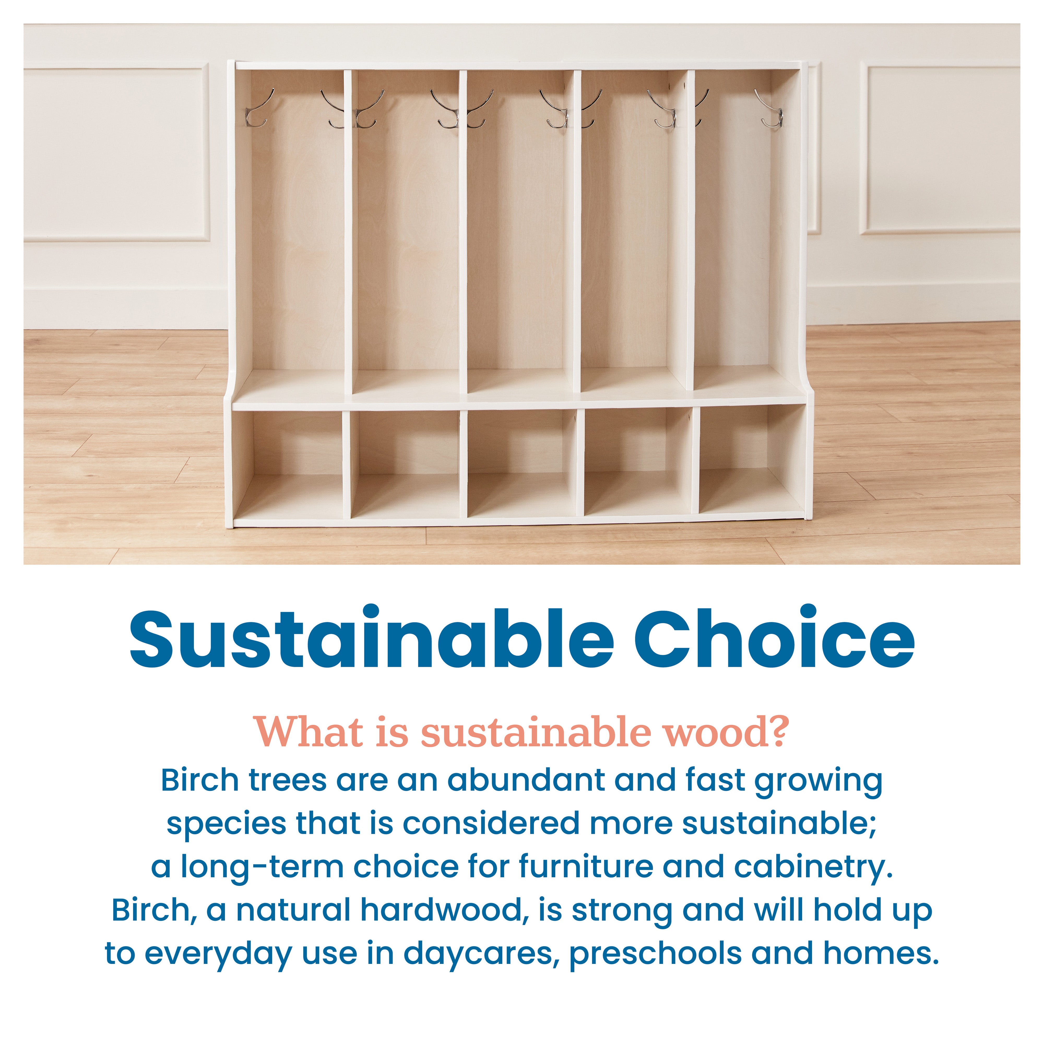 Streamline 5-Section Toddler Coat Locker with Bench and Bins
