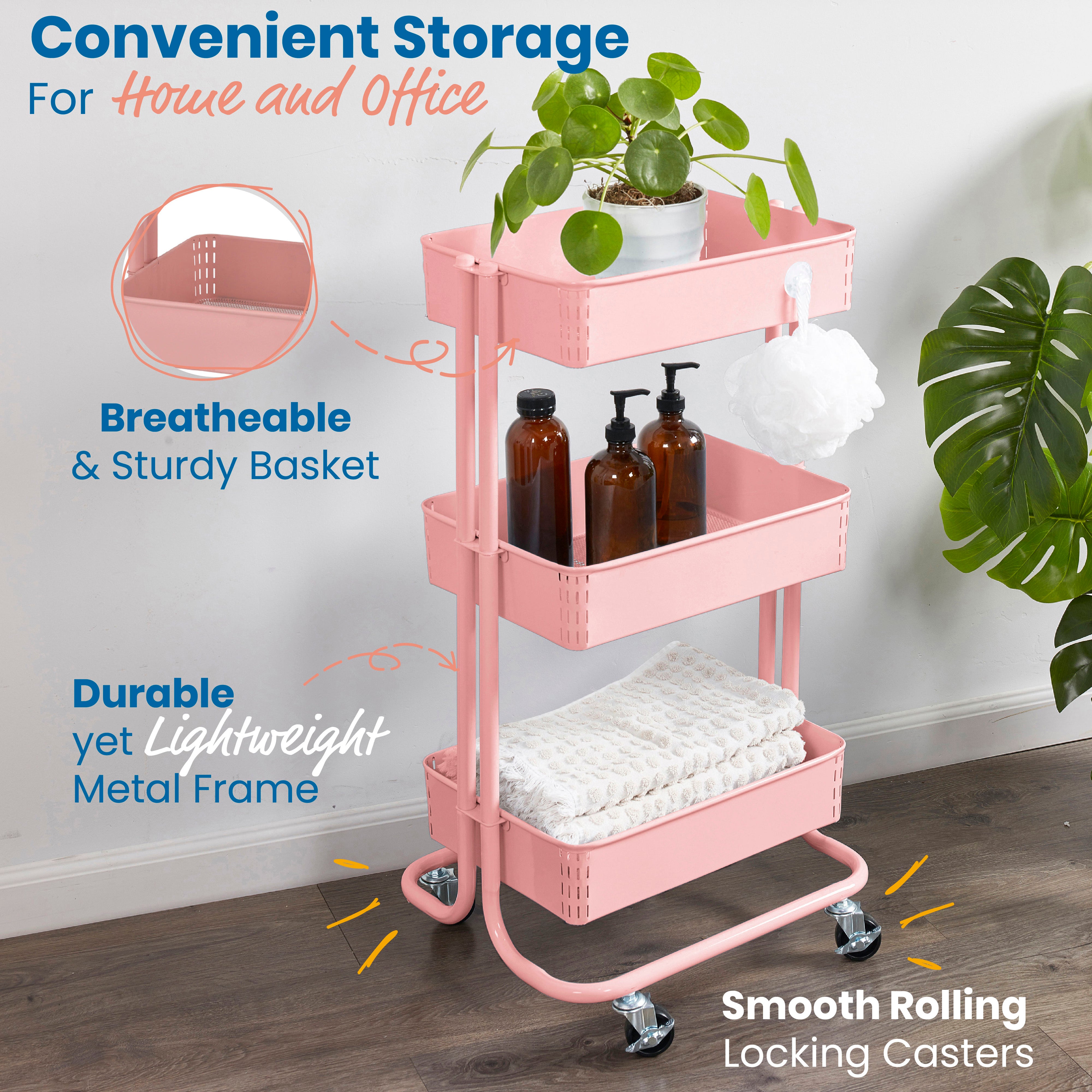 3-Tier Metal Rolling Utility Cart
