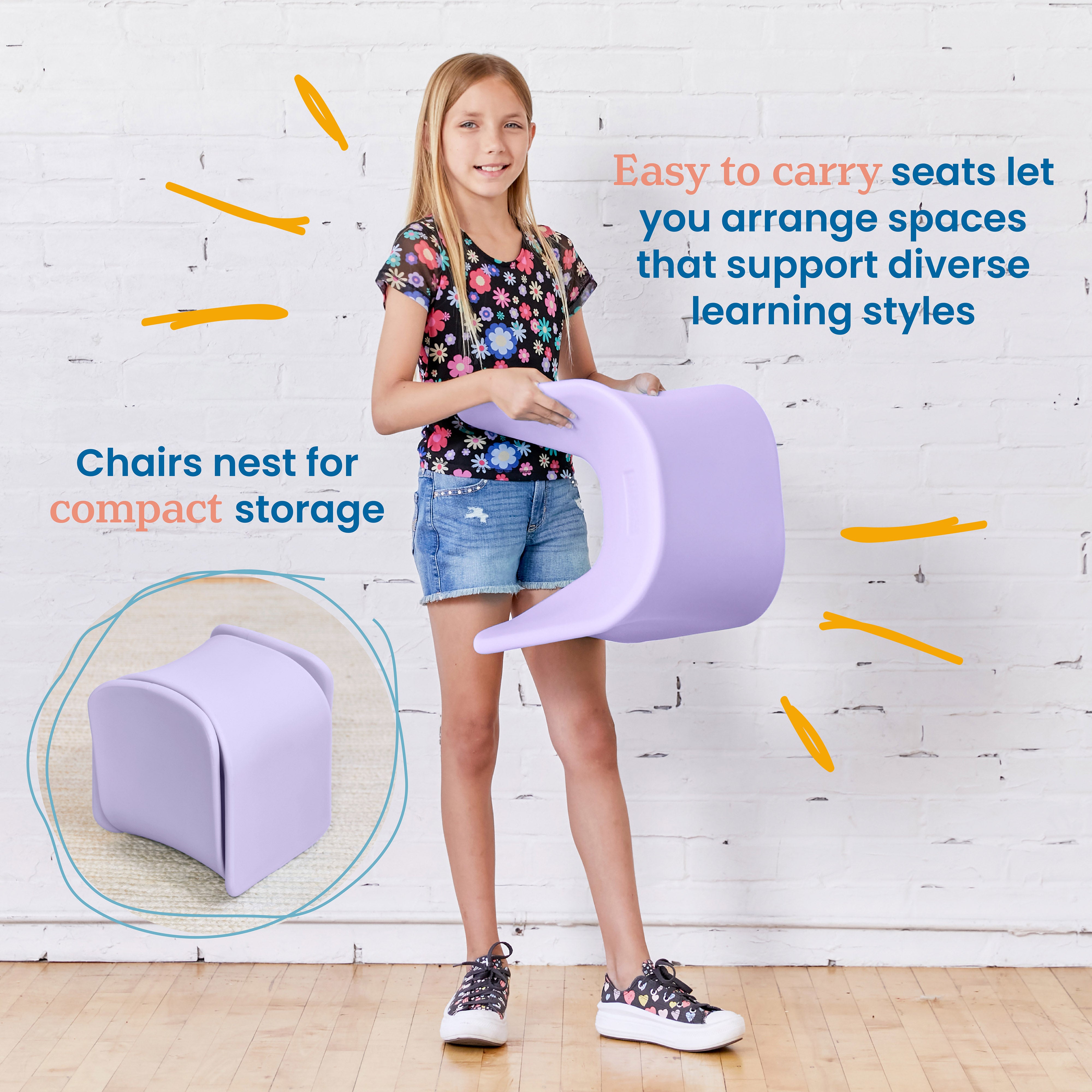 Wave Seat, 14in - 15.1in Seat Height, 2-Pack