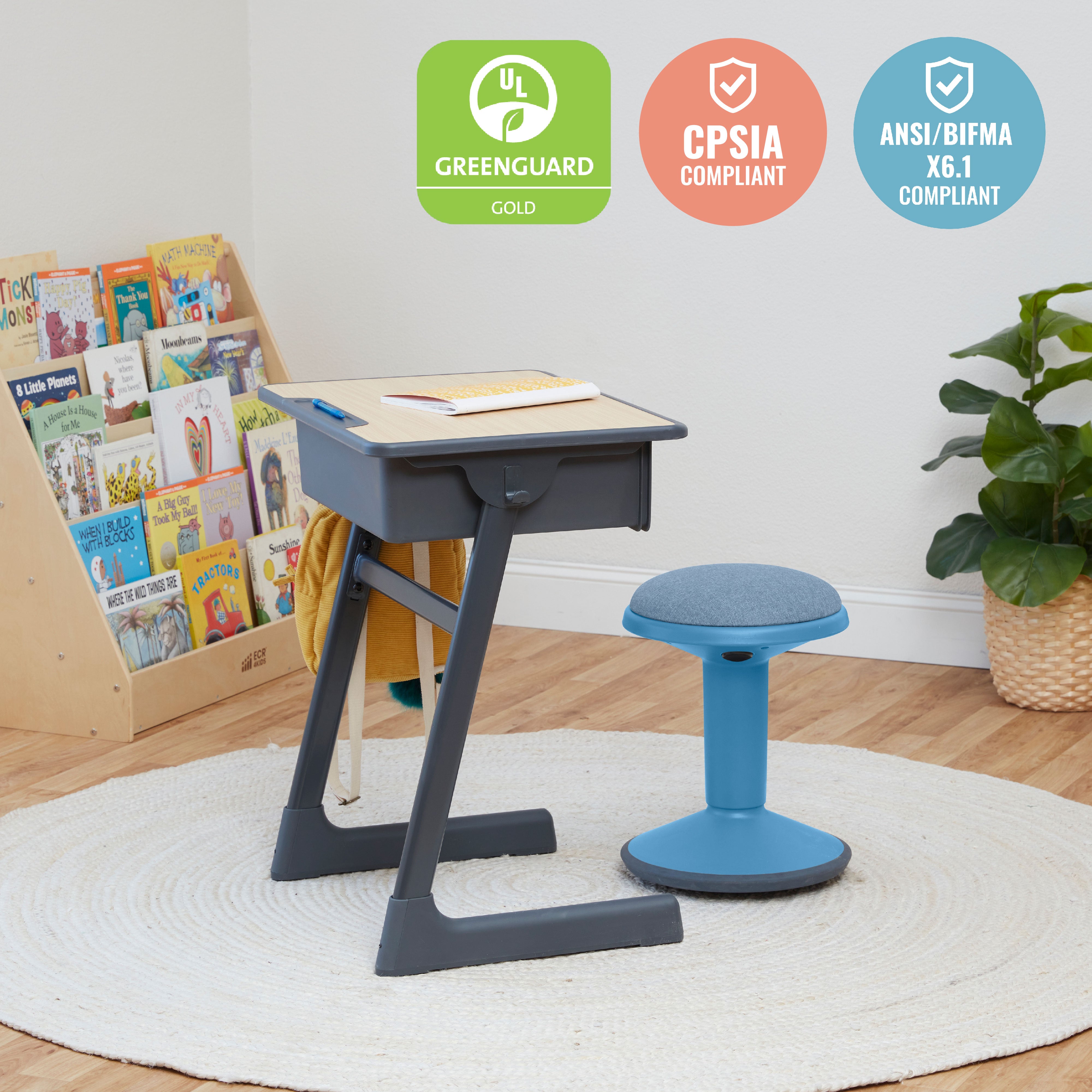 Sitwell Wobble Stool with Cushion, Adjustable Height