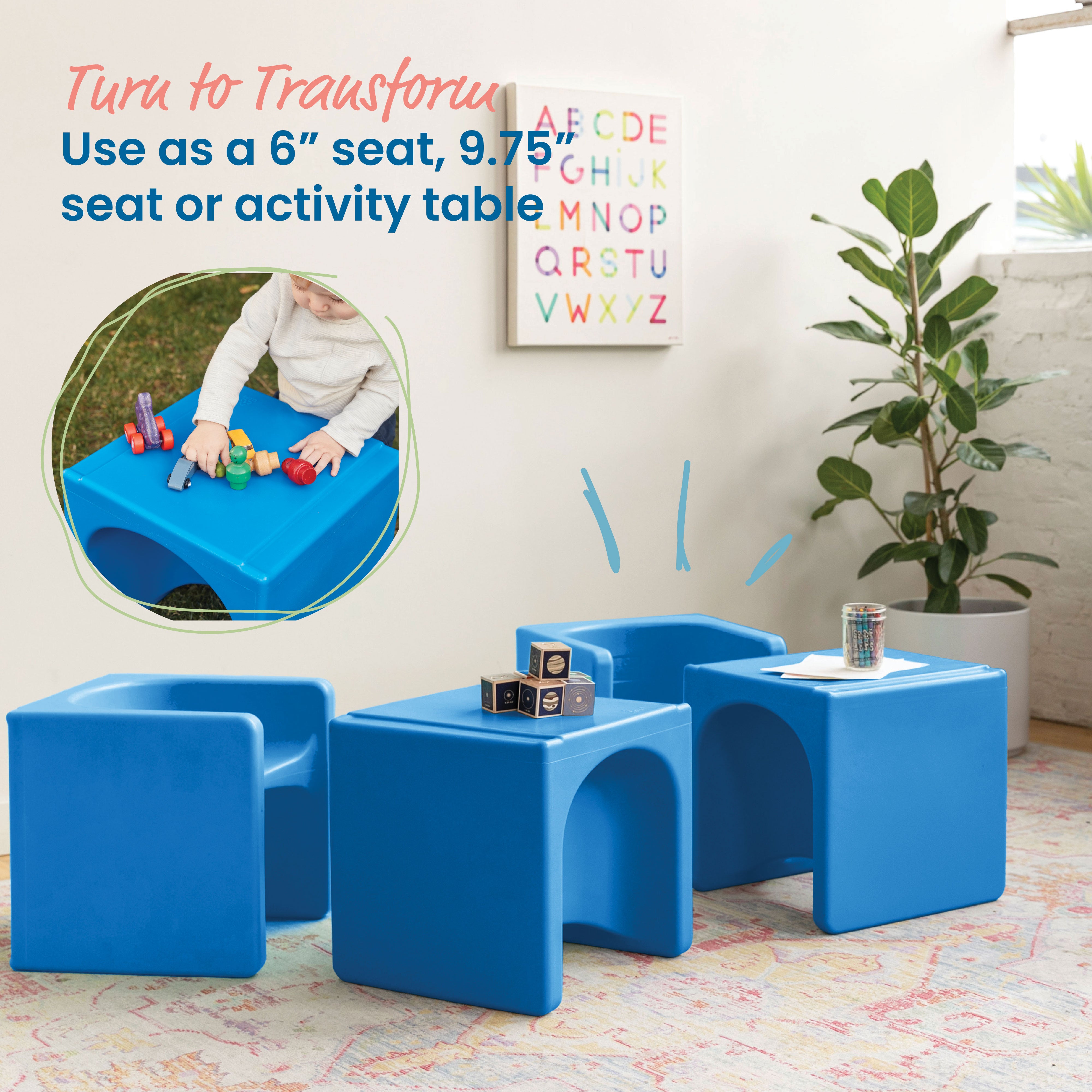 Tri-Me 3-In-1 Cube Chair, 4-Pack