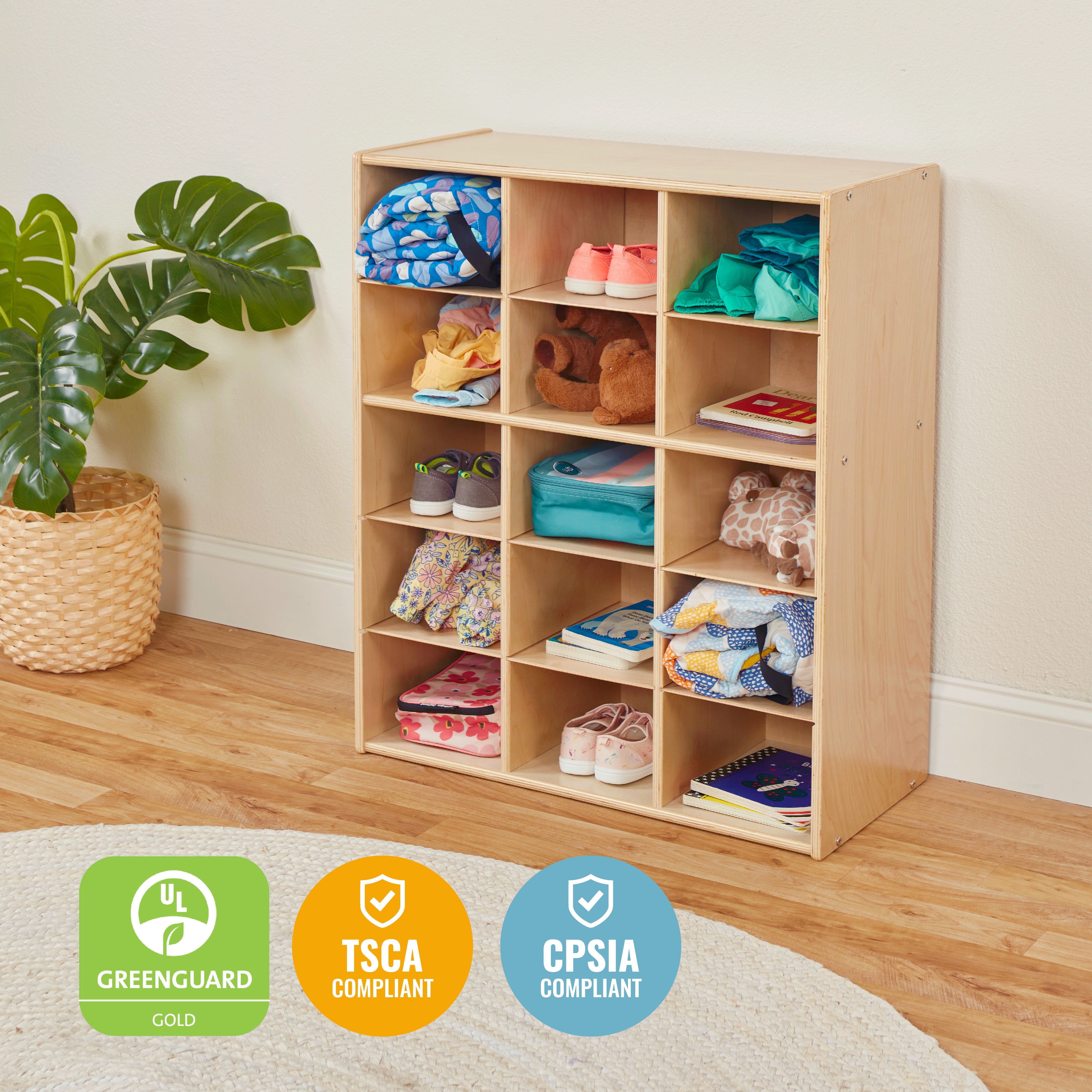 Streamline 15 Cubby Tray Storage Cabinet, 5x3