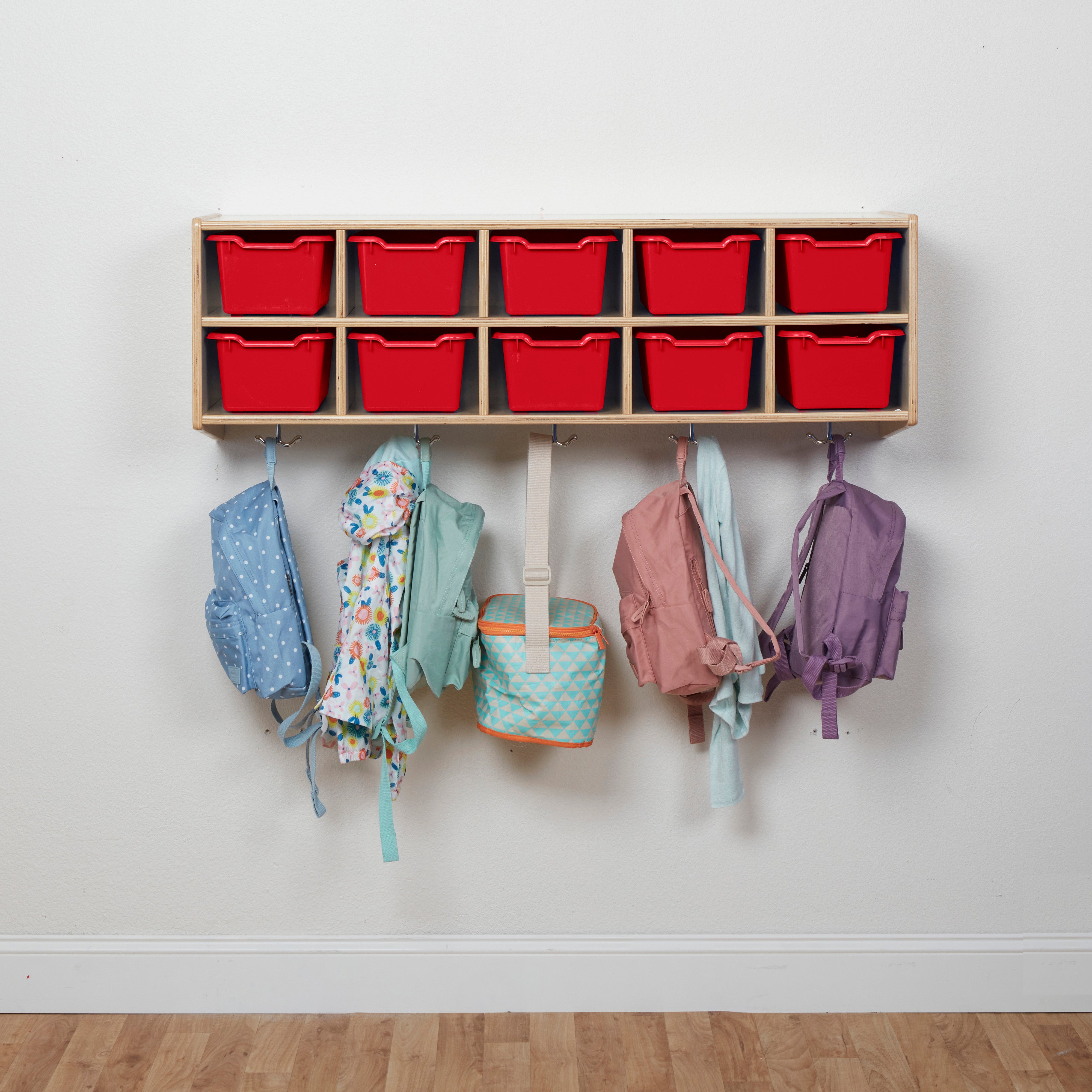 Streamline 10-Section Hanging Coat Locker with Scoop Front Storage Bins