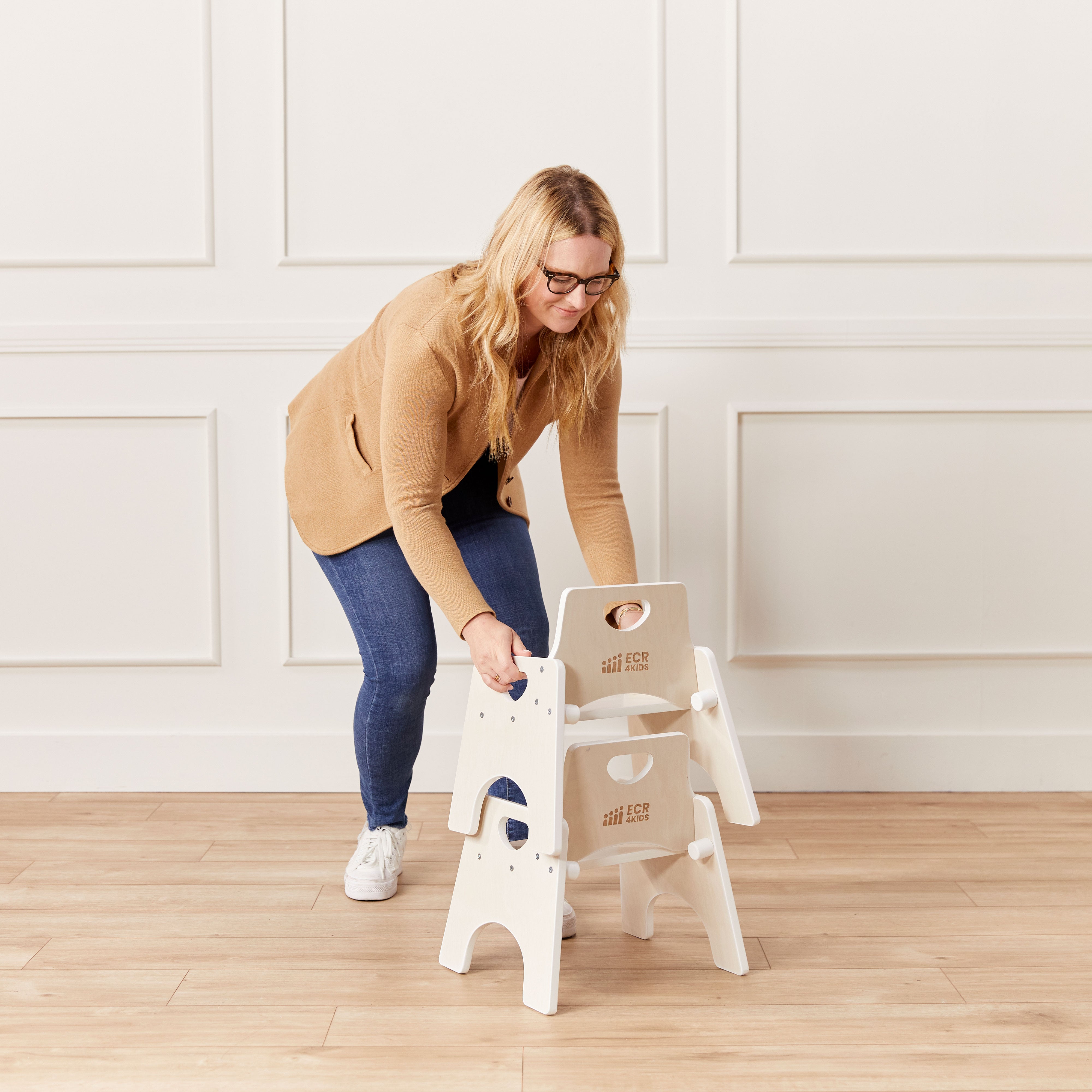 Stackable Wooden Toddler Chair, 8in, 2-Pack