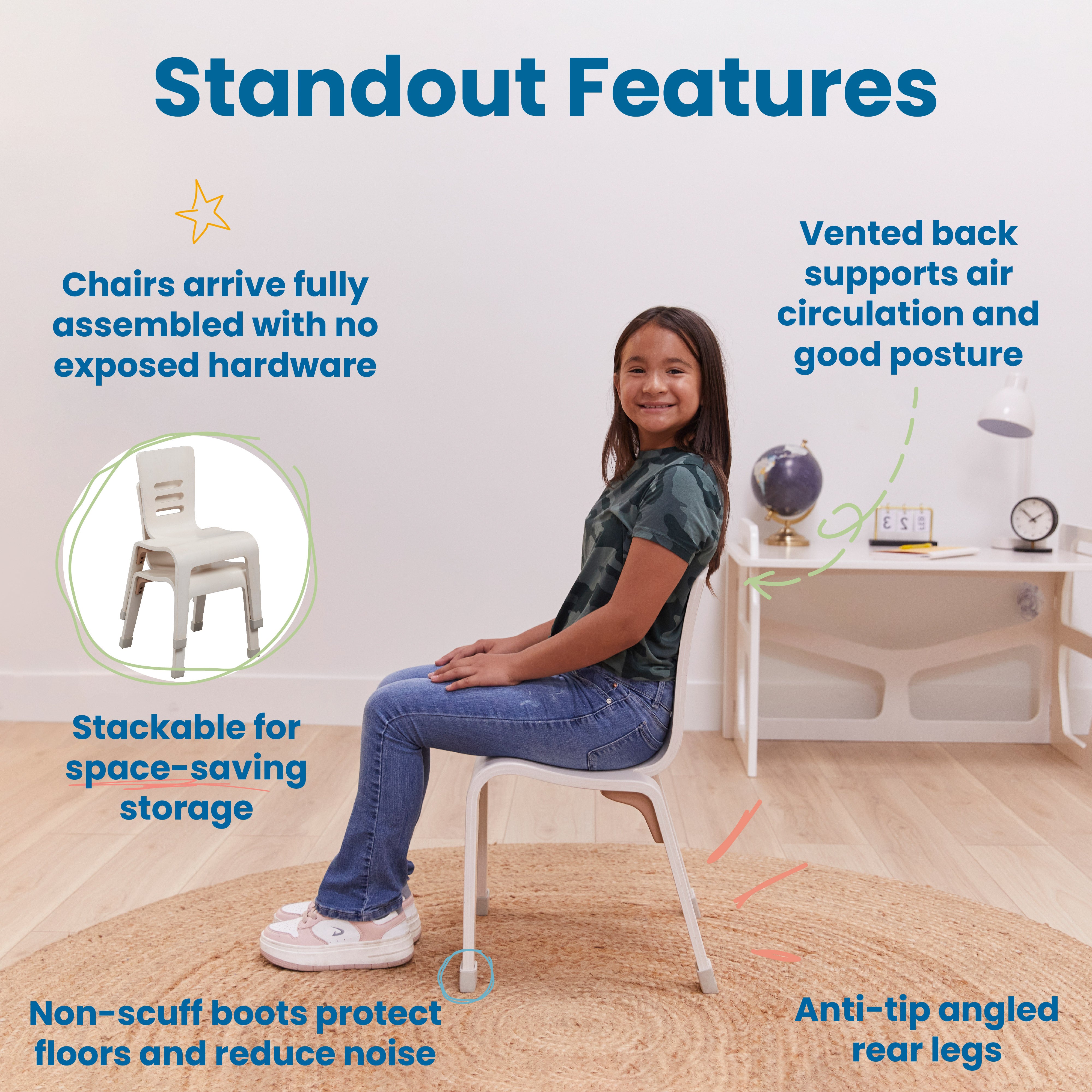 Bentwood Chair, 14in Seat Height, Stackable Seats, 2-Pack