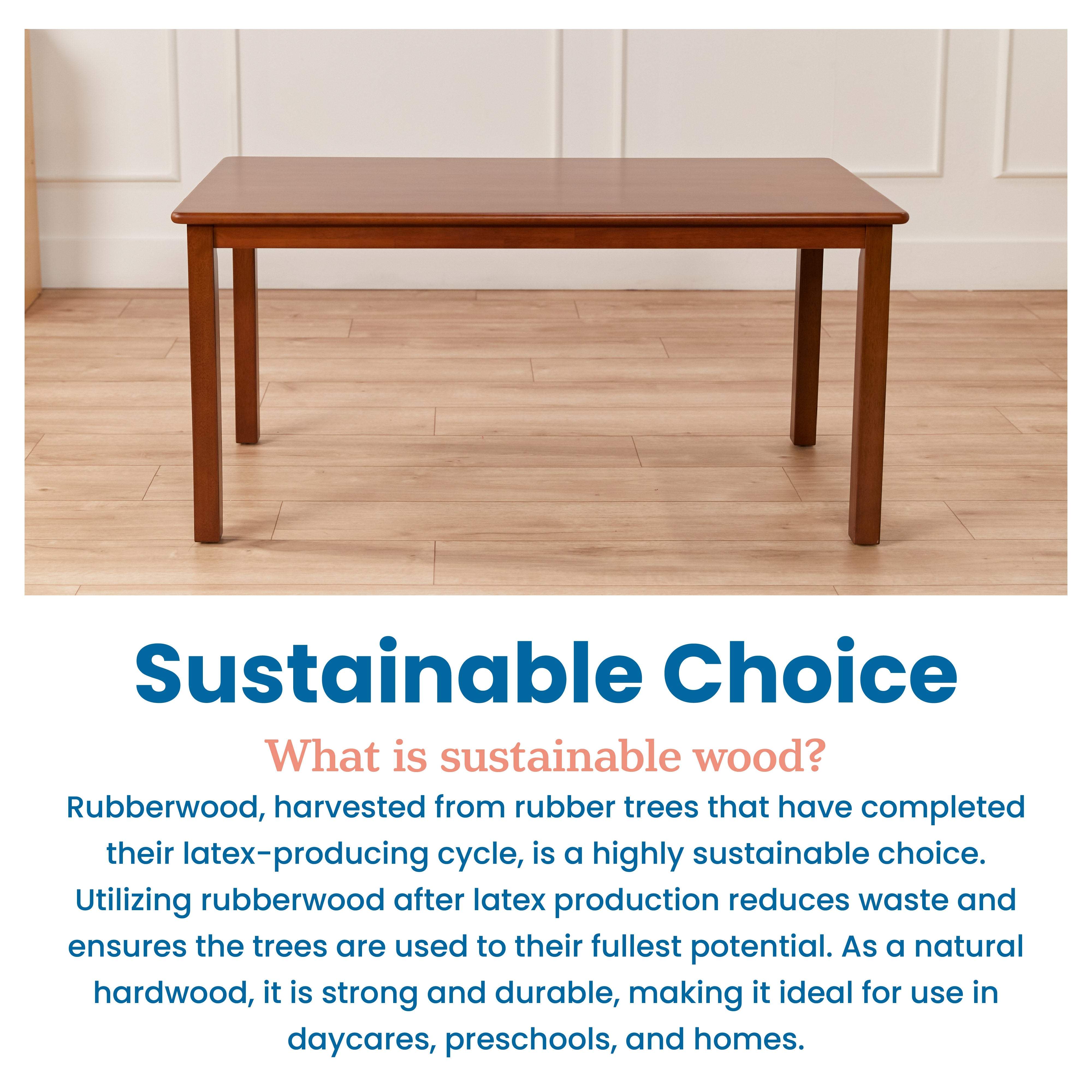 24in x 48in Rectangular Hardwood Table with 22in Legs