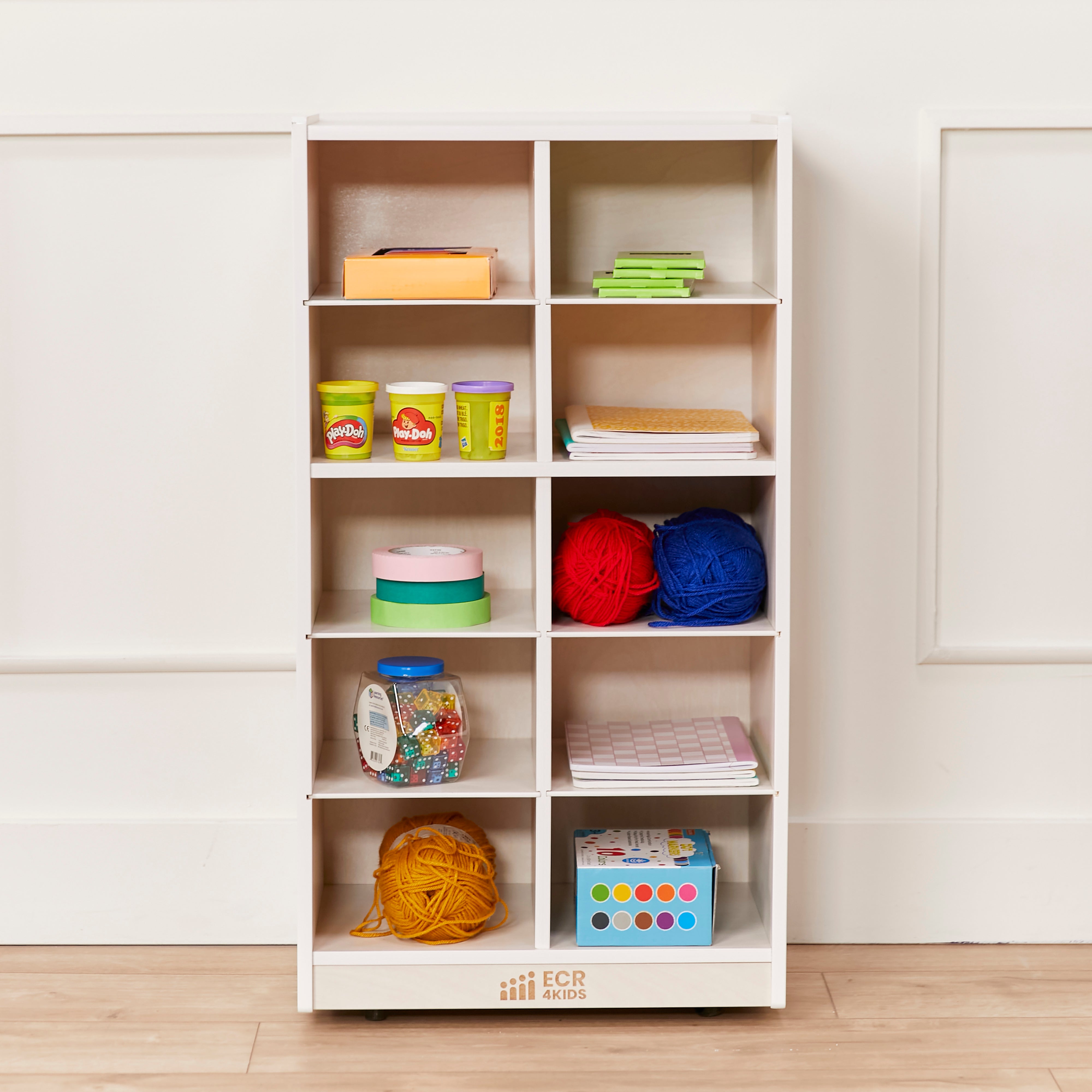 10 Cubby Mobile Tray Storage Cabinet, 5x2