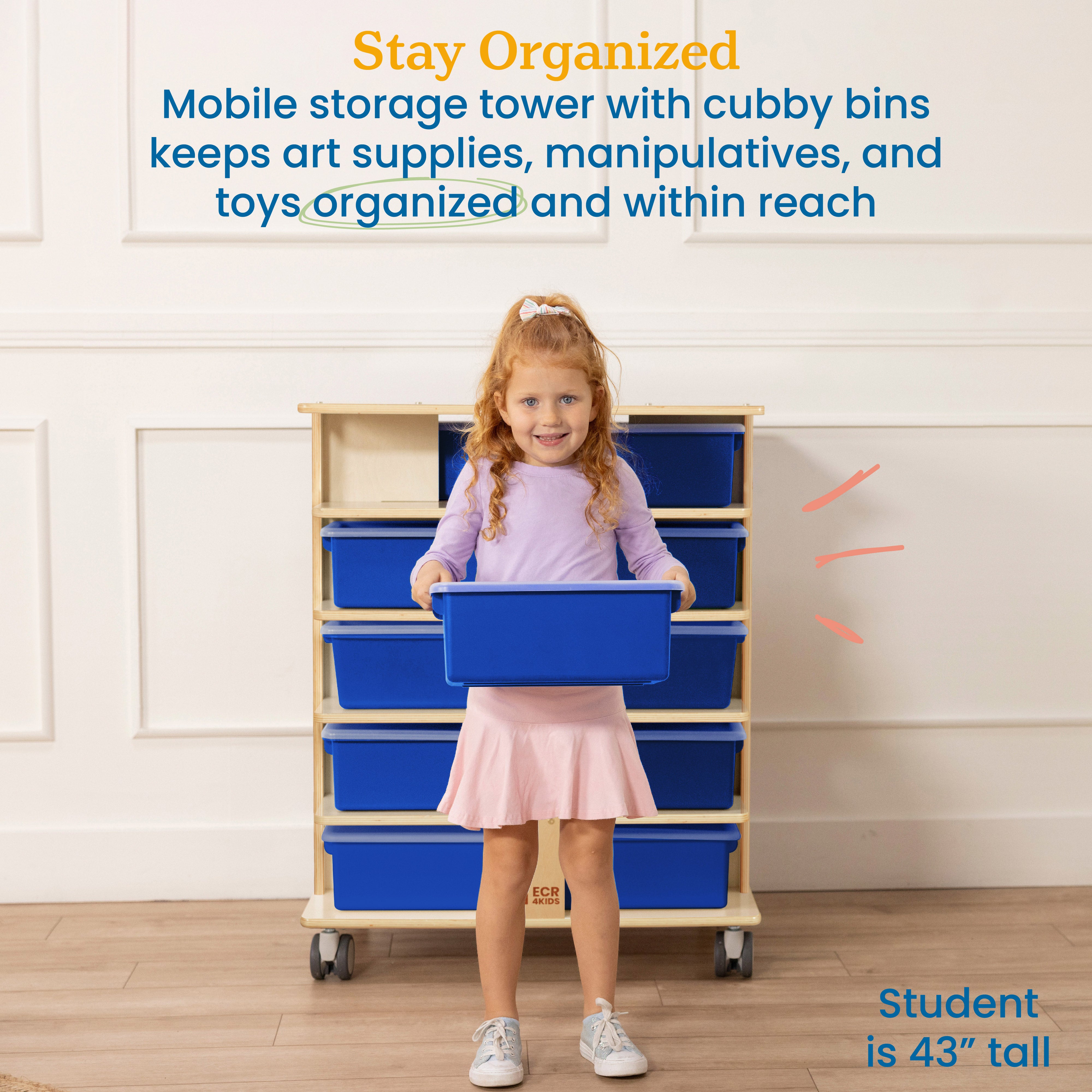 20-Compartment Mobile Storage Tower and 20 Cubby Bins, 5x4