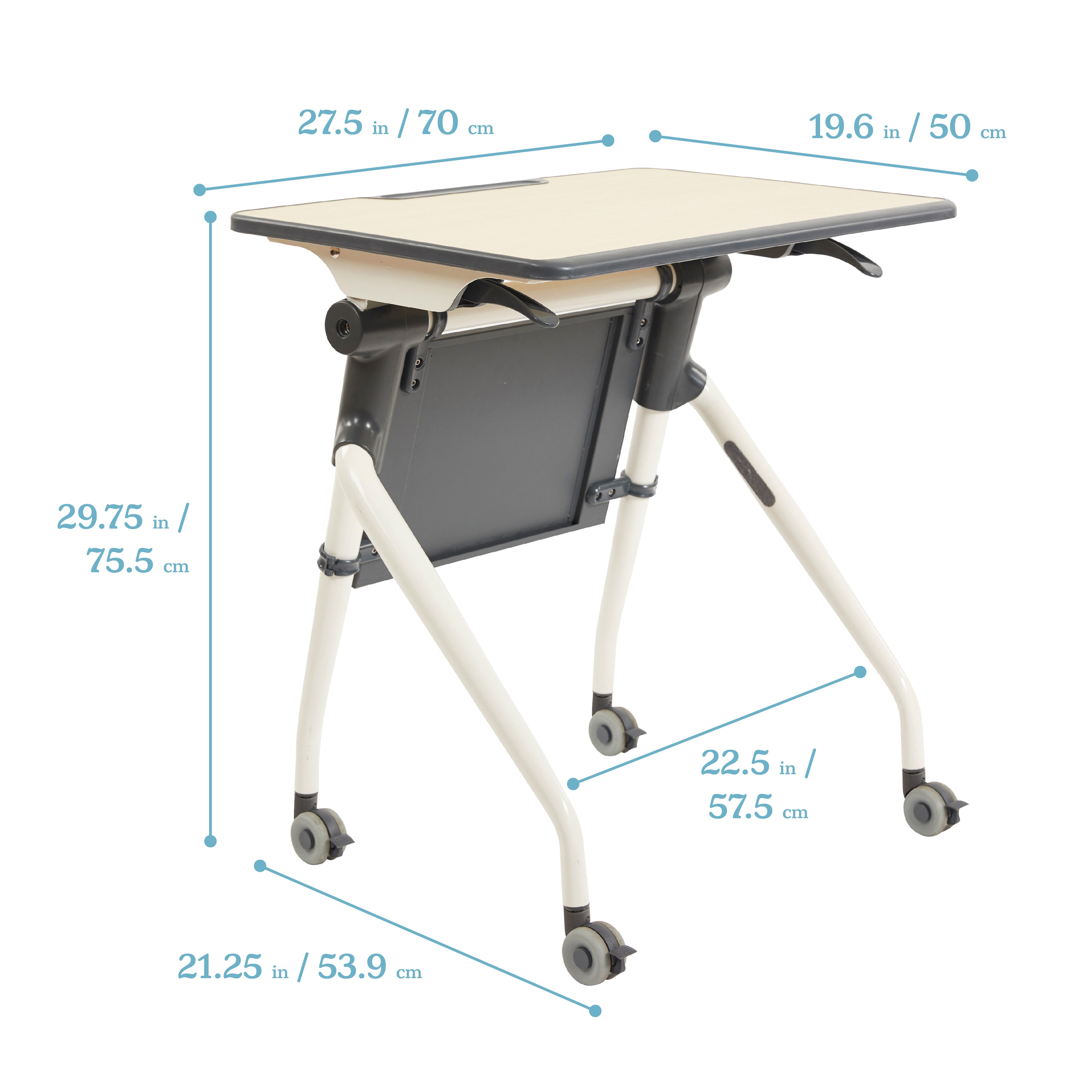 Nesting Student Desk, Portable Table, Maple/Grey
