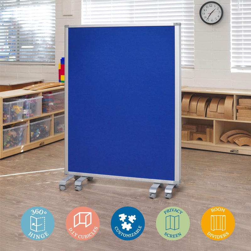 Mobile Dry-Erase and Flannel Room Divider, 3-Panel, School Supplies