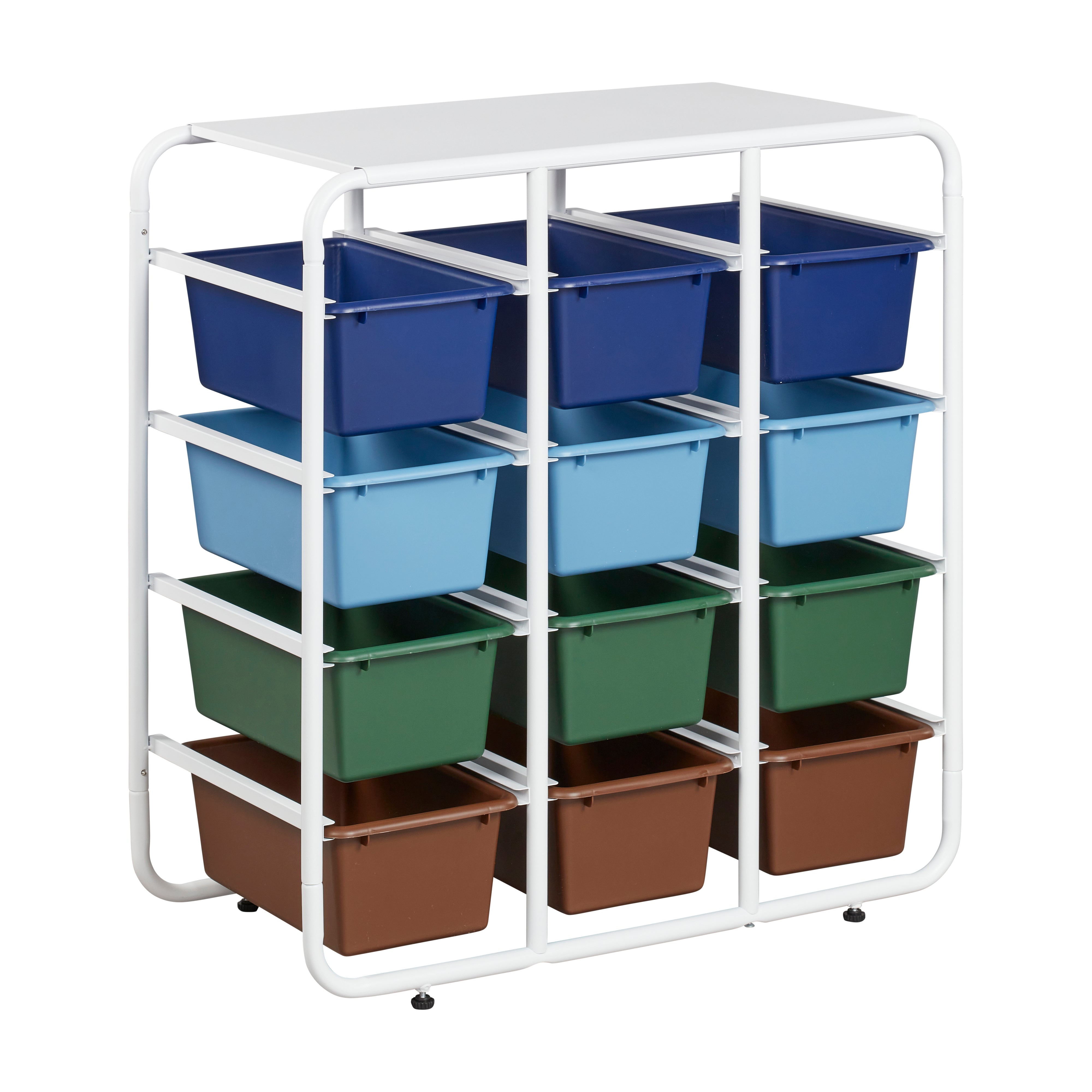 4-Tier Storage Rack with 12 Cubby Bins 4x3