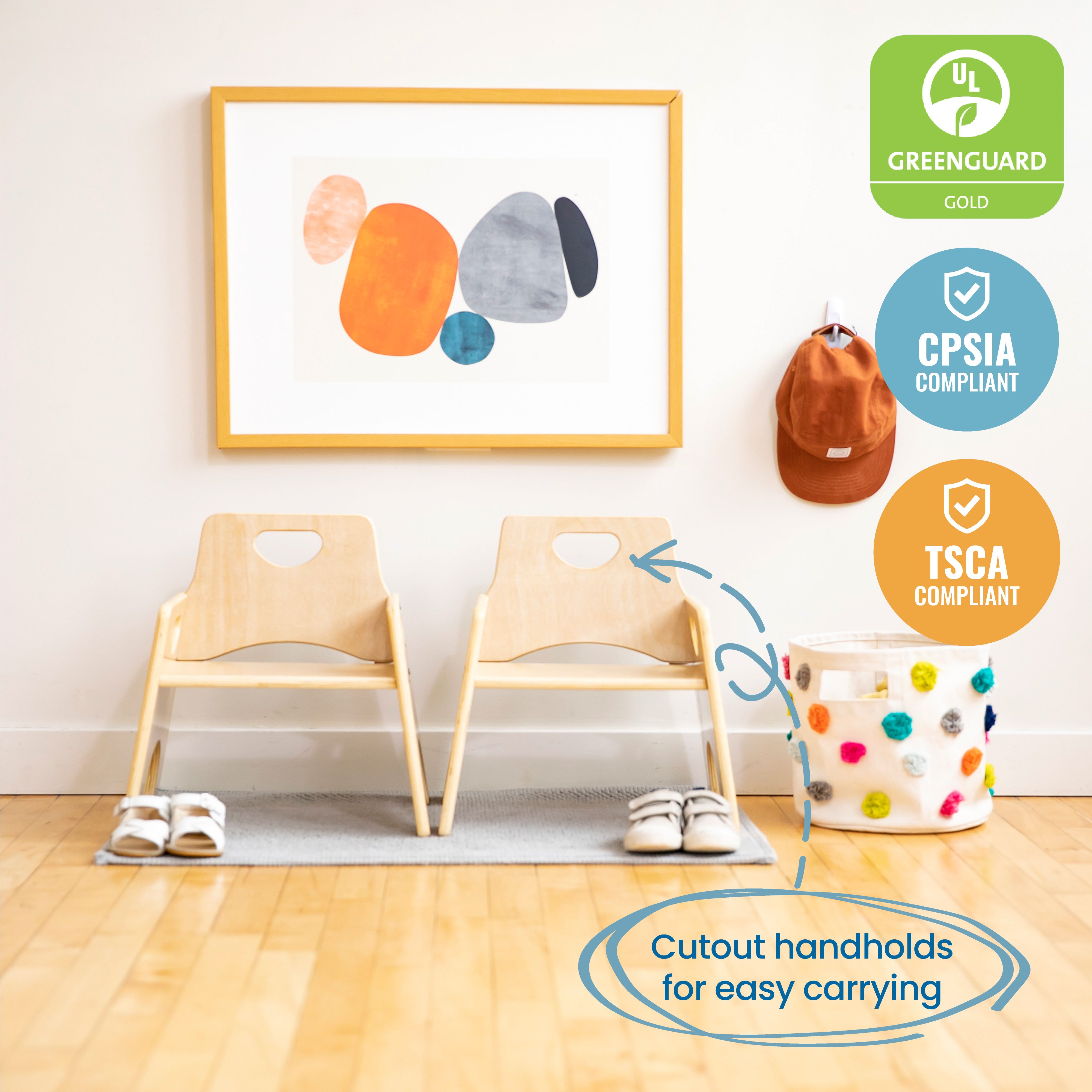 Stackable Wooden Toddler Chair, 8in, 2-Pack