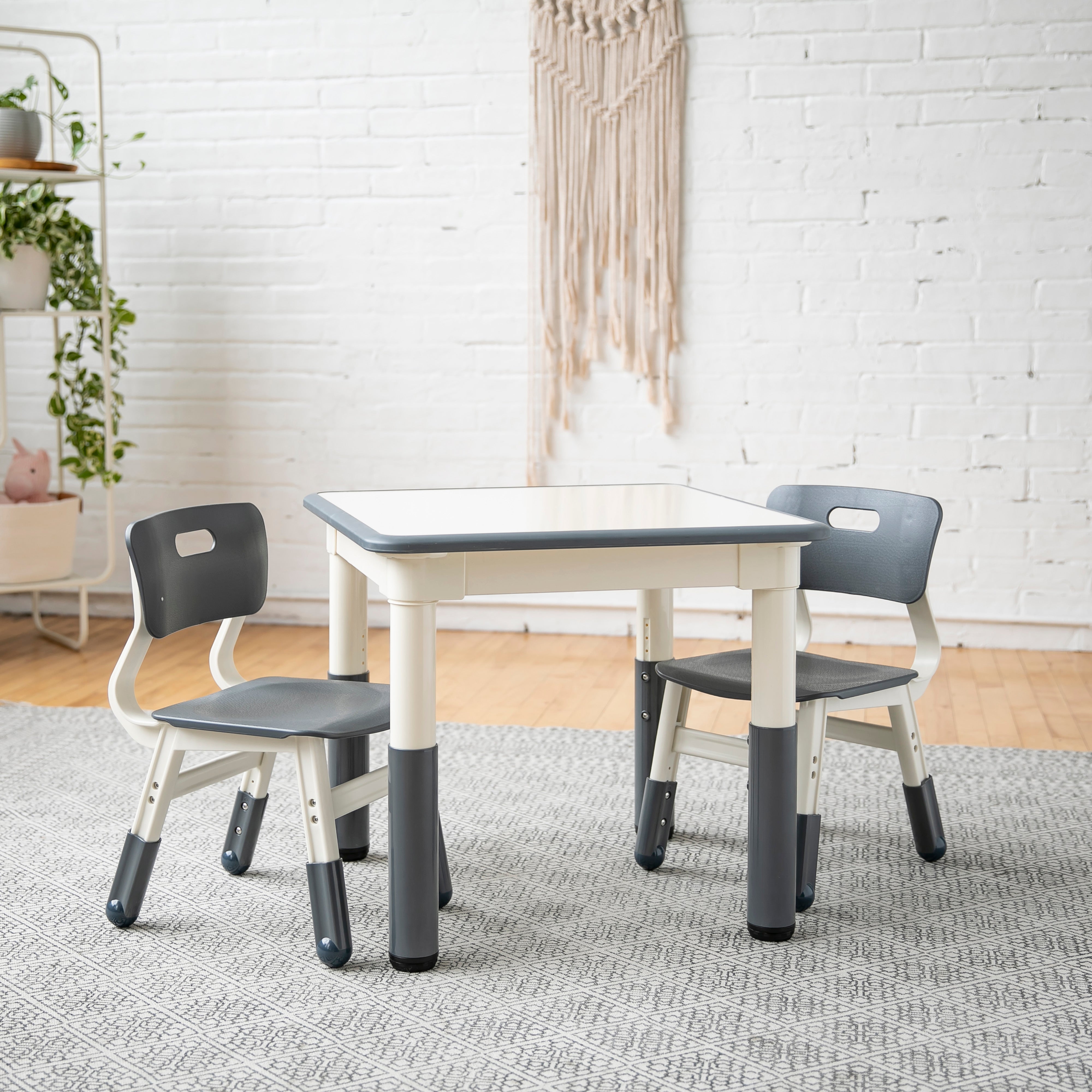 Dry-Erase Square Activity Table with Two Chairs, 3-Piece