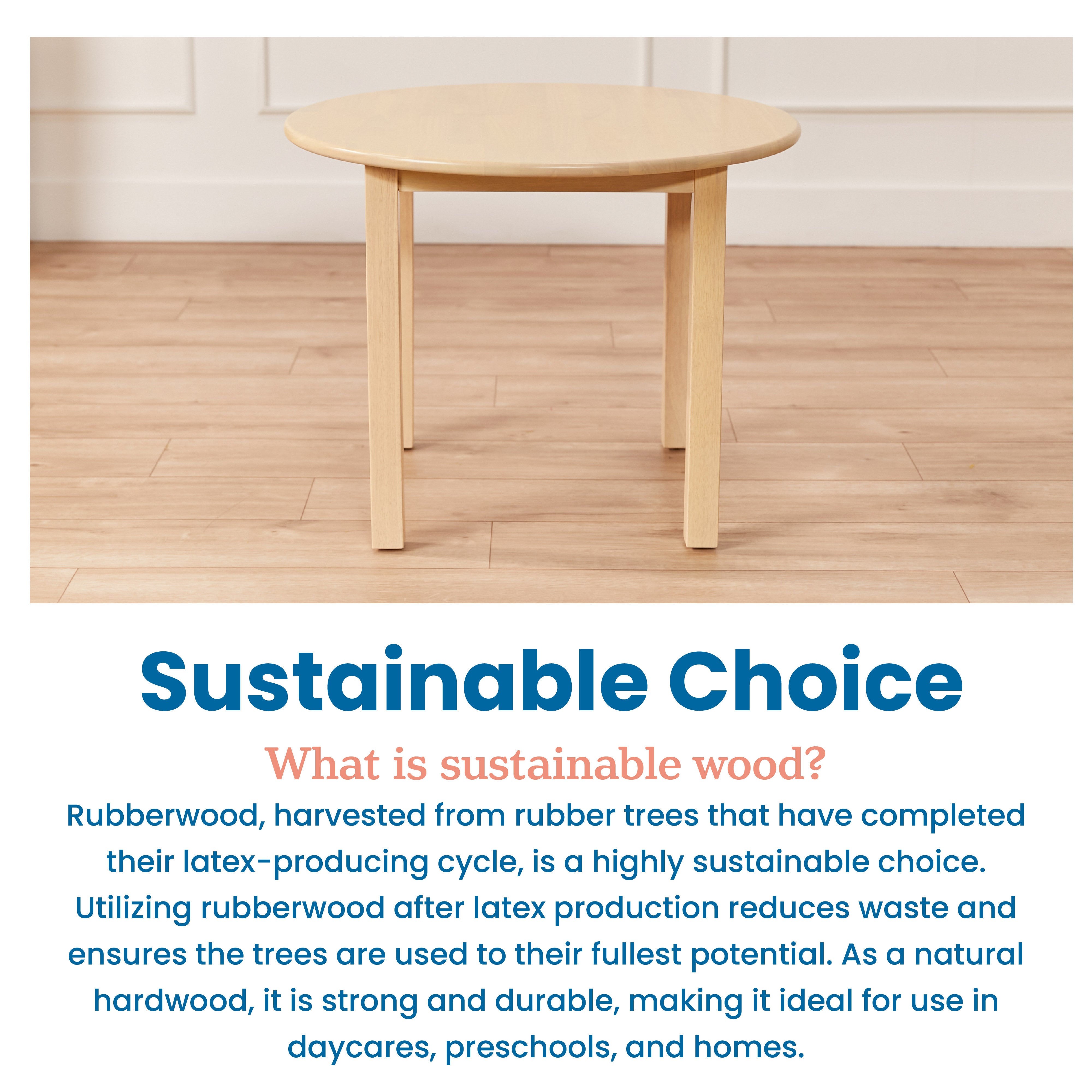 30in D Round Hardwood Table with 22in Legs