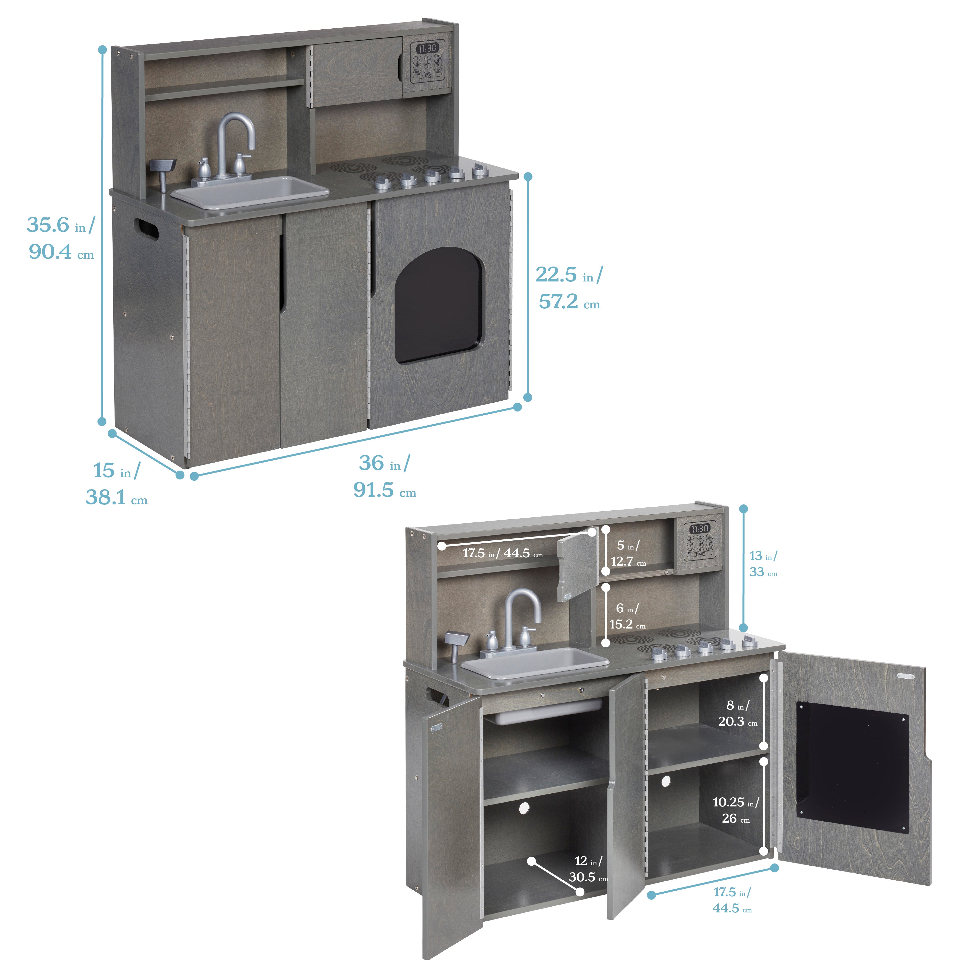 4-in-1 Kitchen, Sink, Stove, Oven, Microwave and Storage