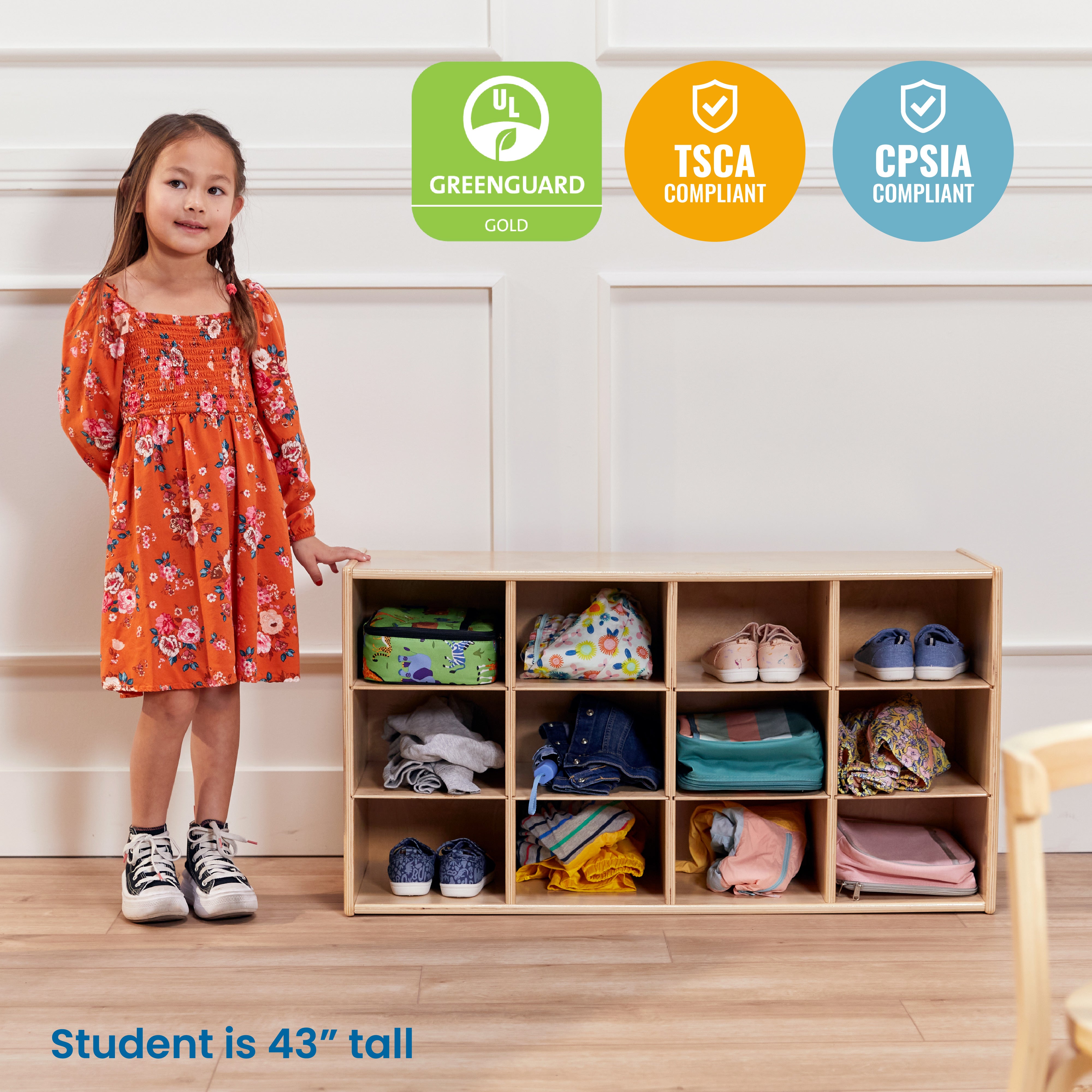 Streamline 12 Cubby Tray Storage Cabinet, 3x4