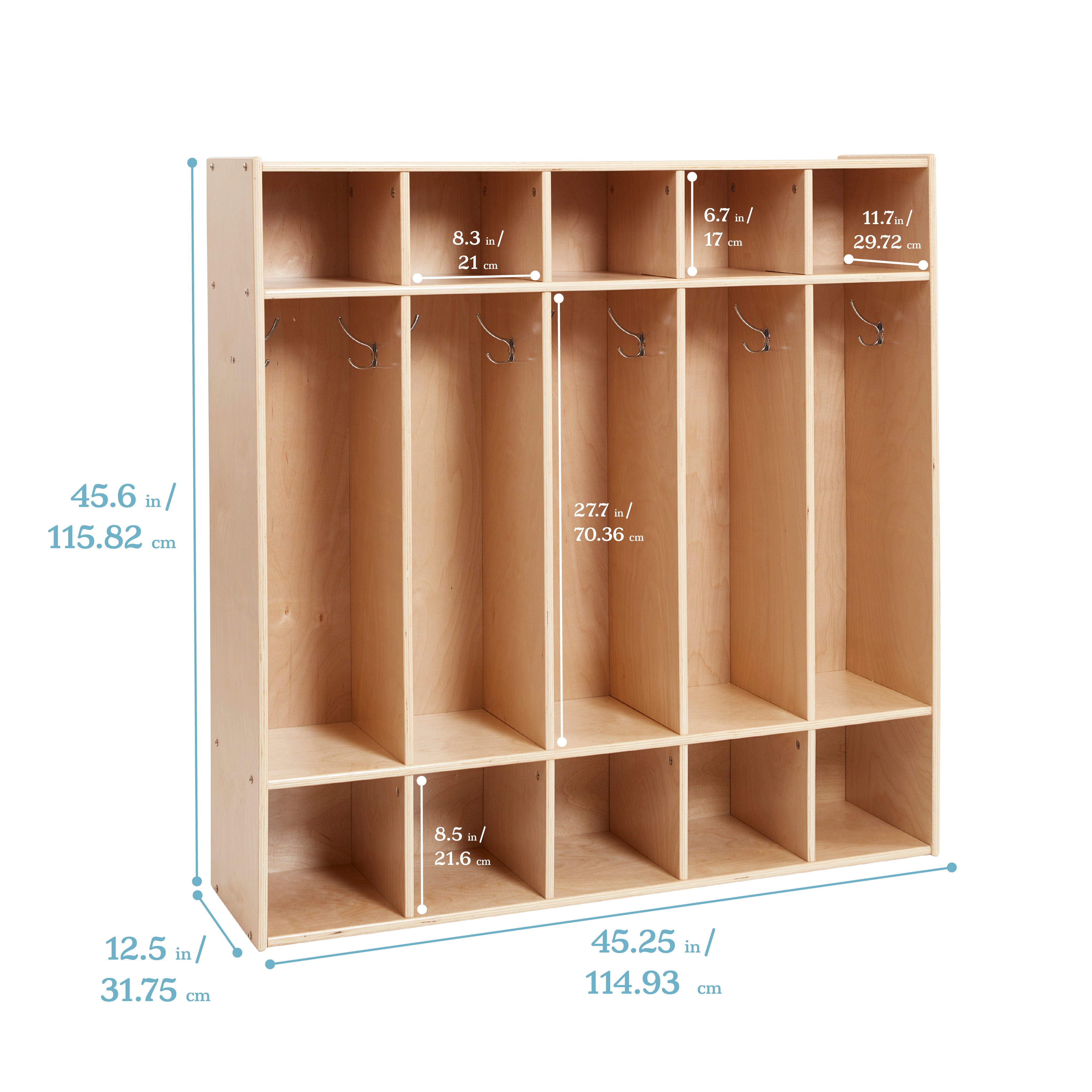 Streamline 5-Section Coat Locker with Cubby Storage Compartments