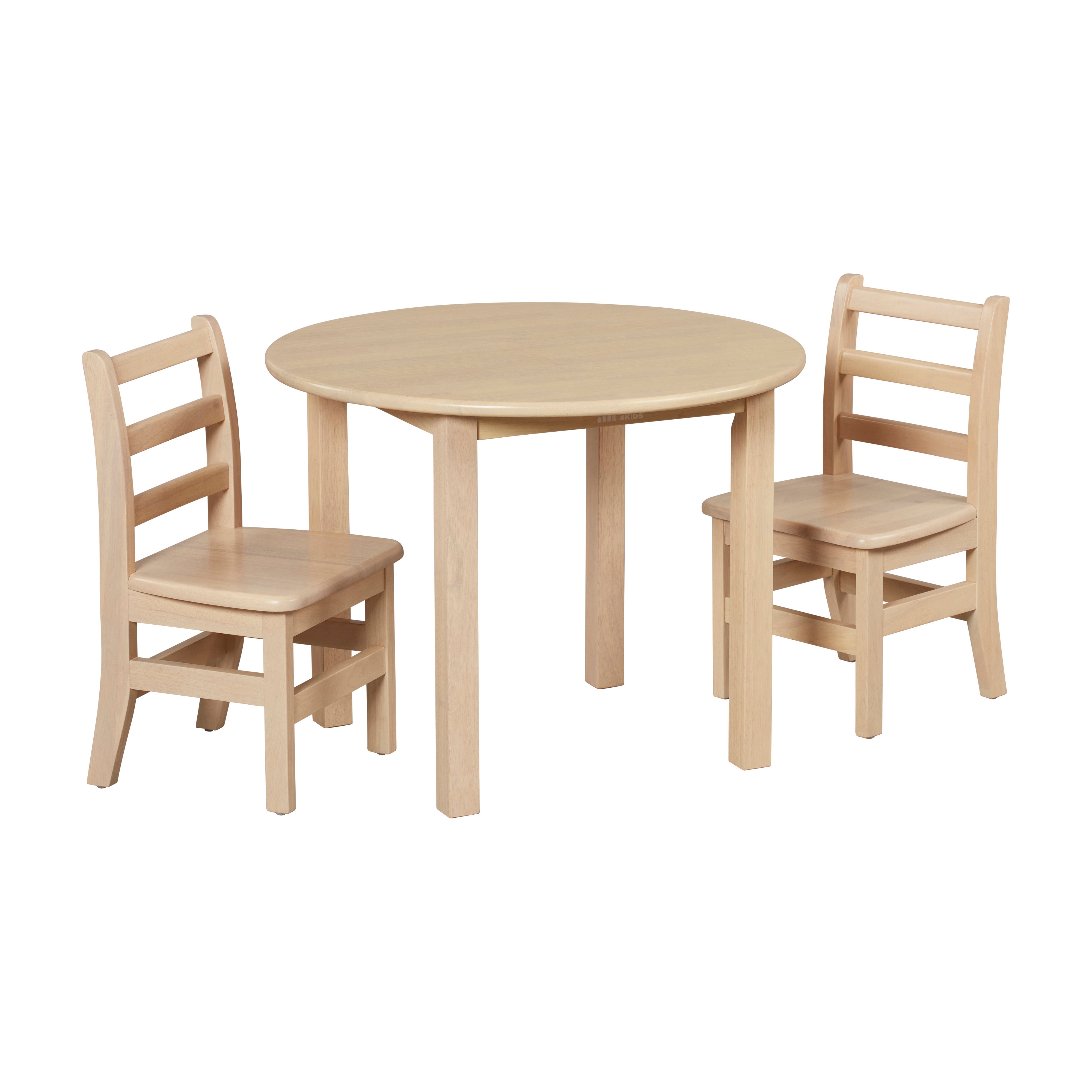 30in D Round Hardwood Table and Chair Set, 12in Seat Height, Kids Furniture