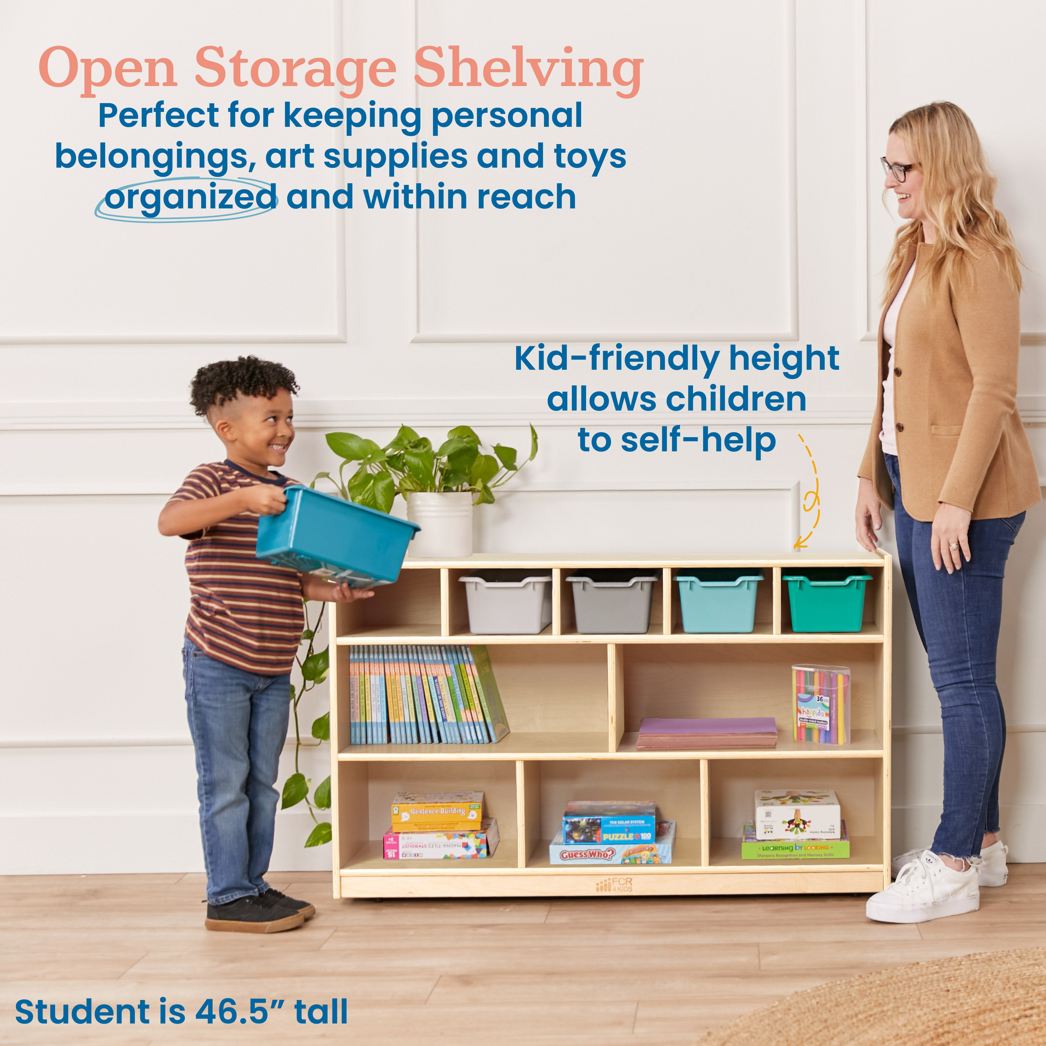 5+5 Cubby and Storage Mobile Cabinet with 5 Scoop Front Bins