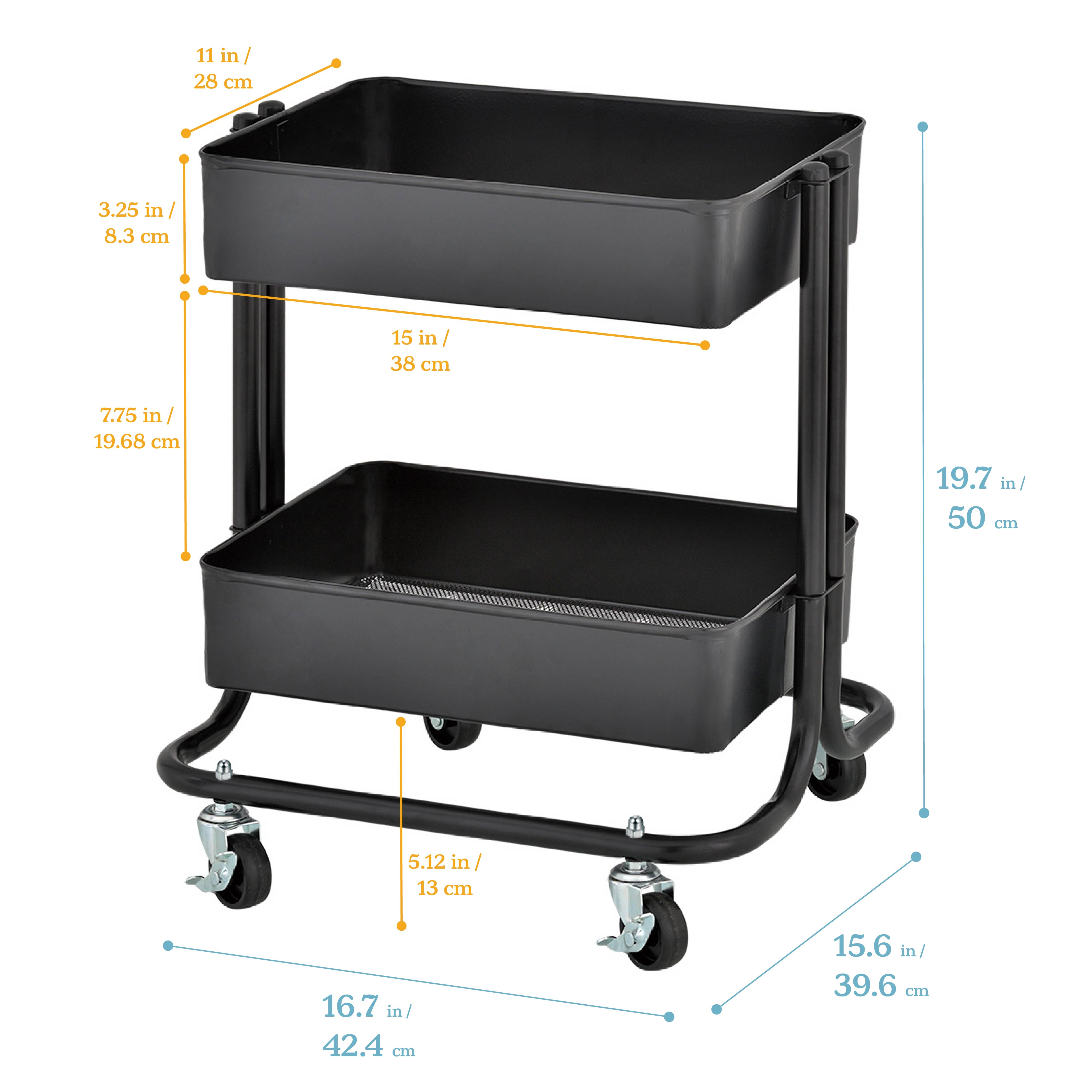 2-Tier Rolling Utility Cart