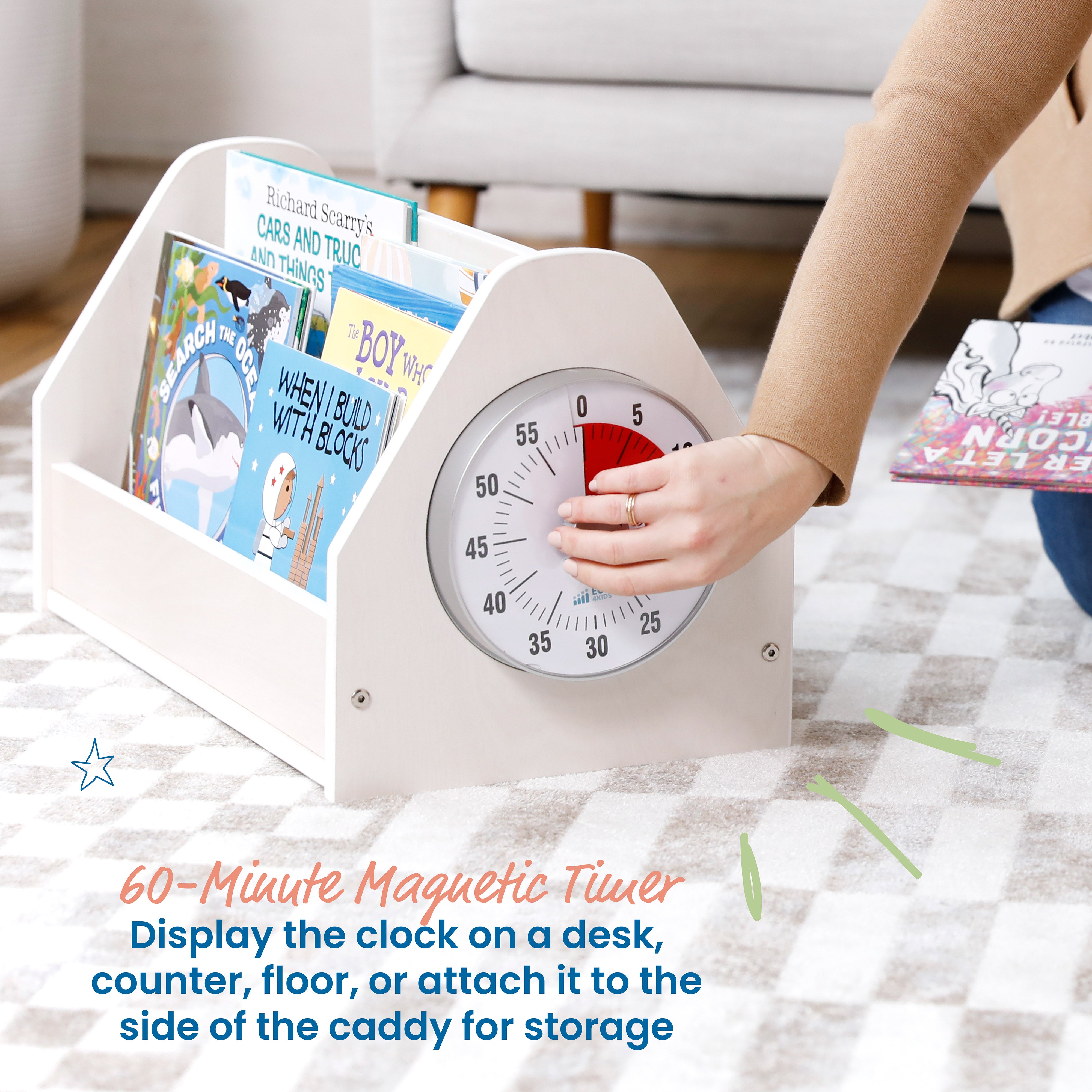 Double-Sided Book Caddy with Countdown Timer