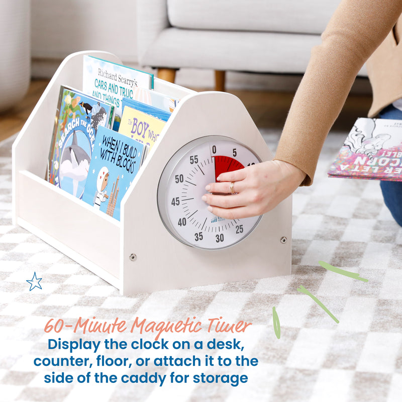 Double-Sided Book Caddy with Countdown Timer, Portable Library